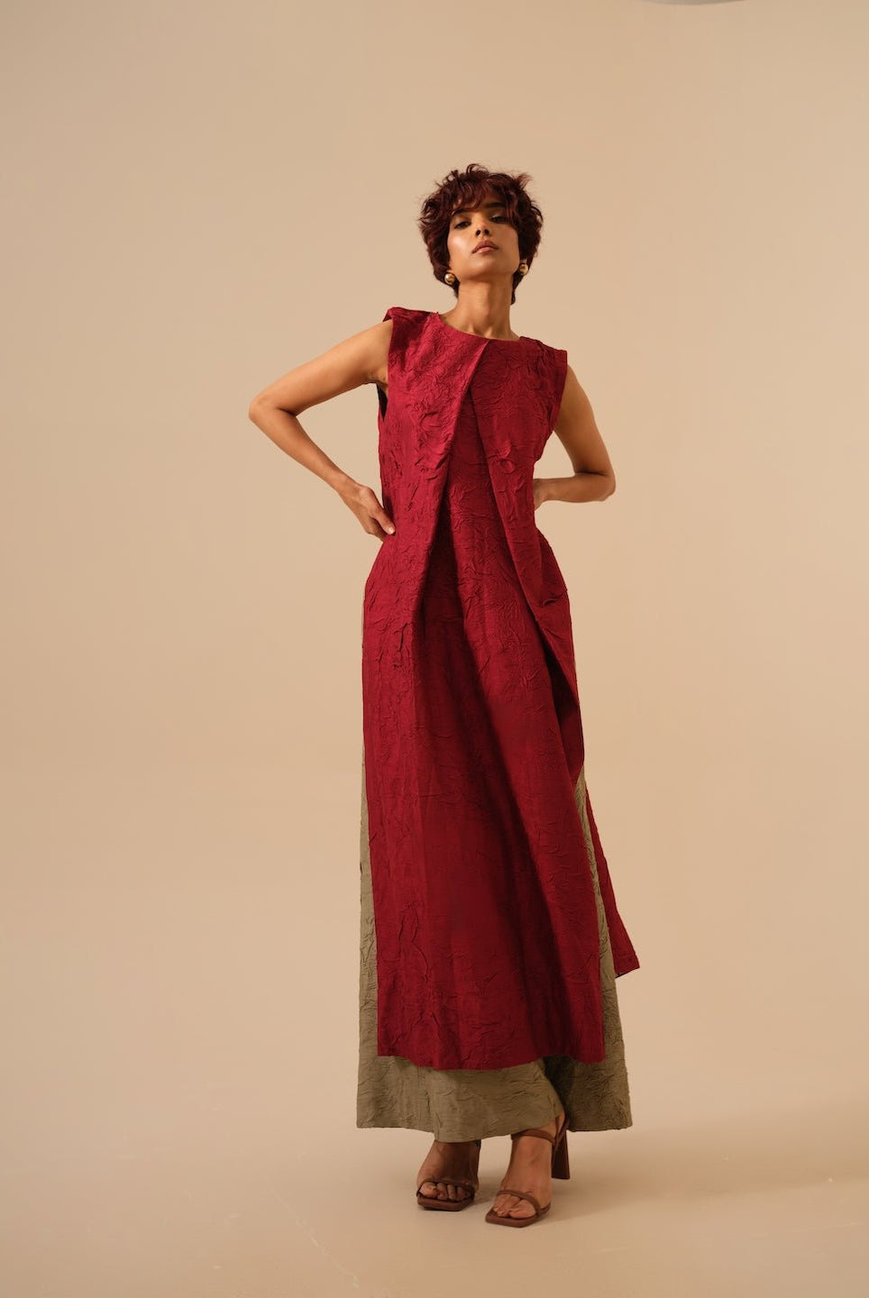Flip Tunic - Tomato Red - CiceroniKurta, Festive WearStoique
