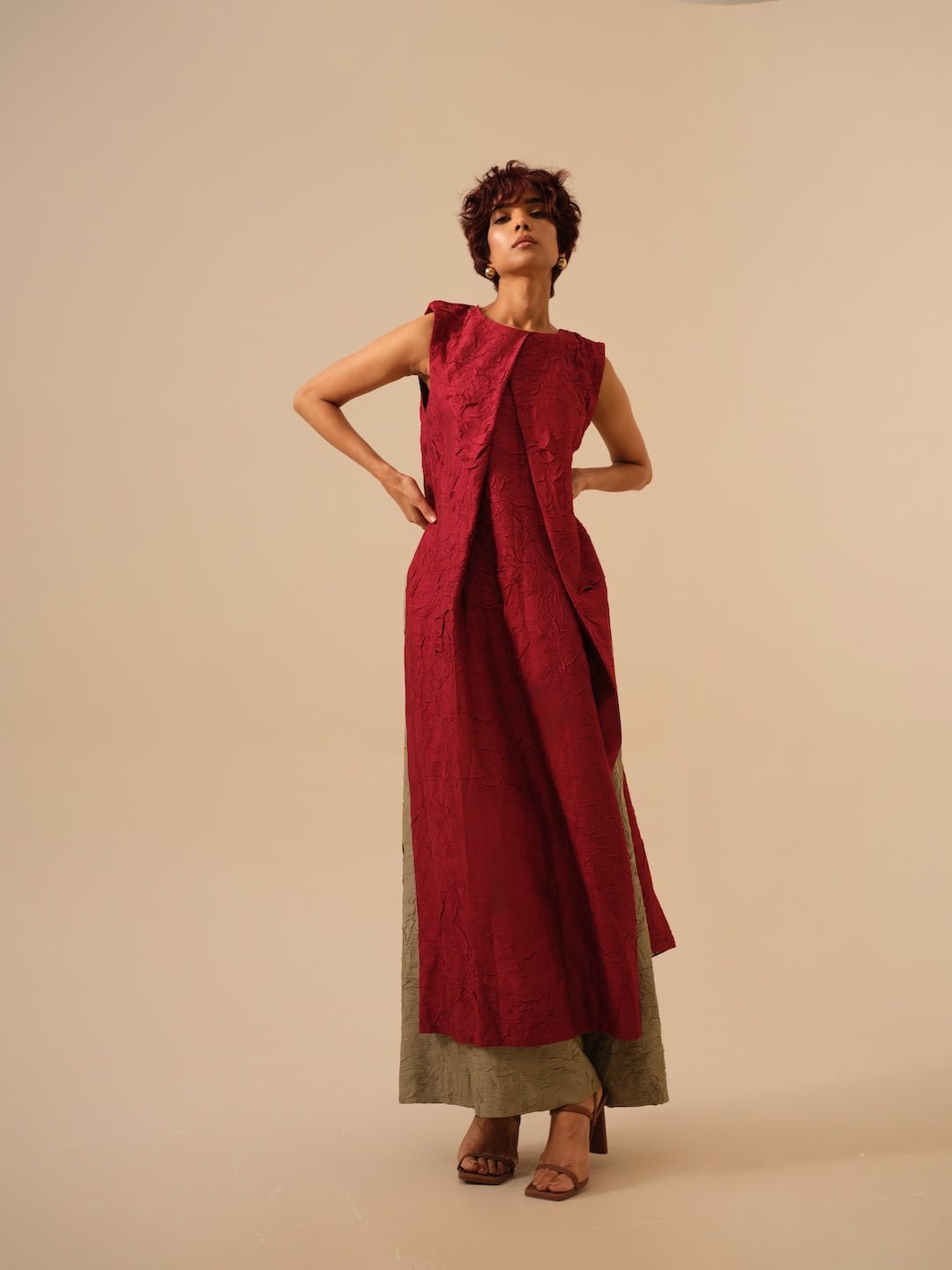 Flip Tunic - Tomato Red - CiceroniKurta, Festive WearStoique