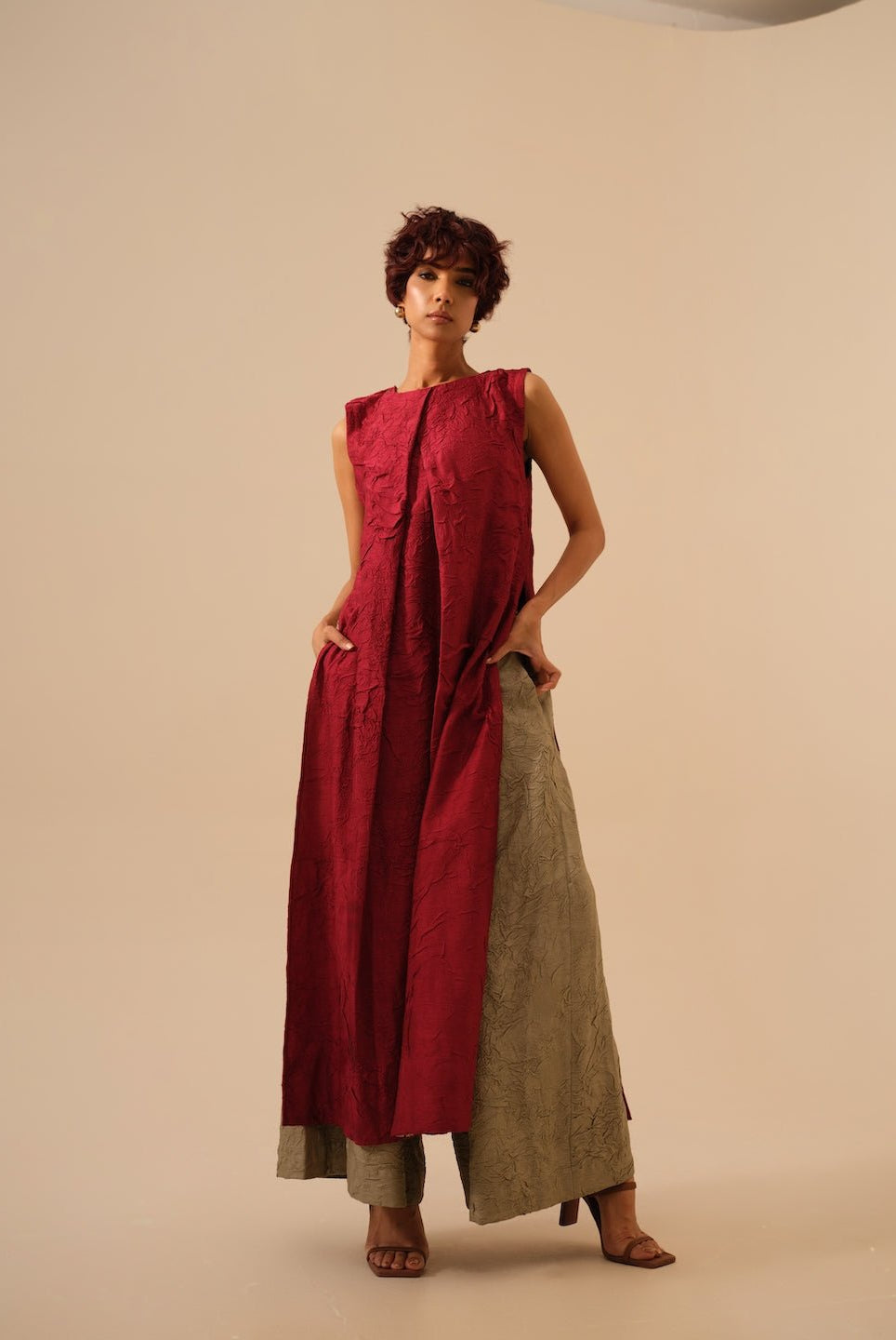 Flip Tunic - Tomato Red - CiceroniKurta, Festive WearStoique