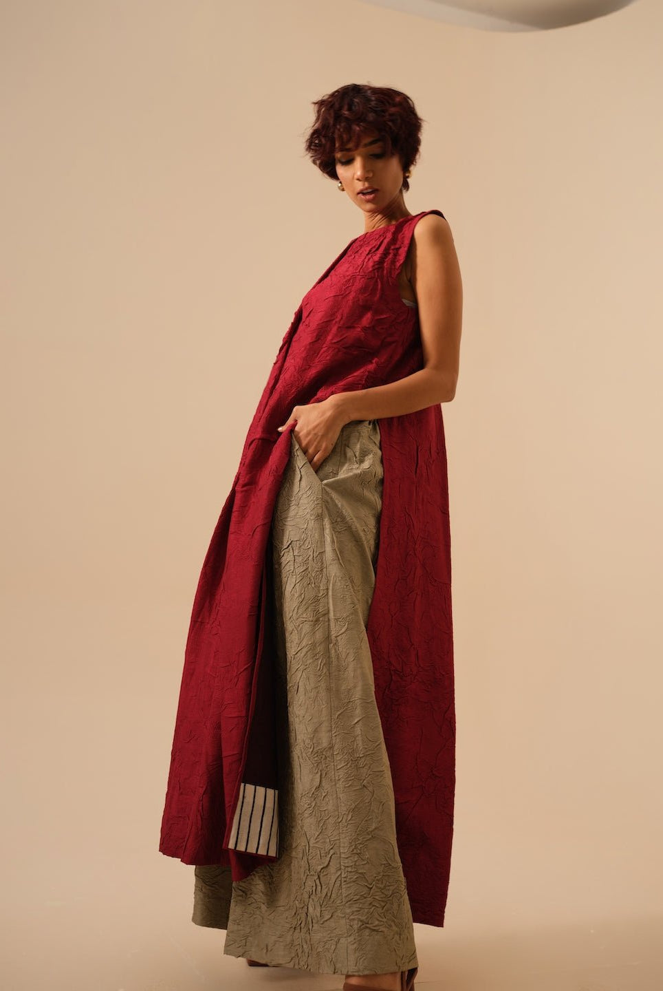 Flip Tunic - Tomato Red - CiceroniKurta, Festive WearStoique