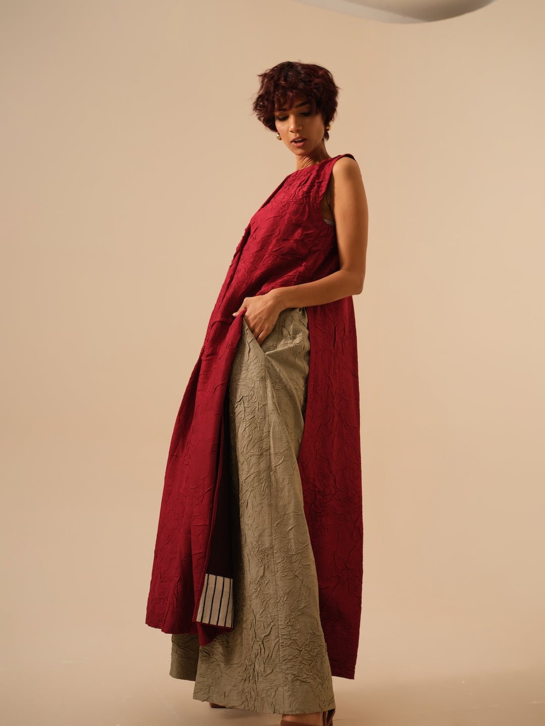 Flip Tunic - Tomato Red - CiceroniKurta, Festive WearStoique