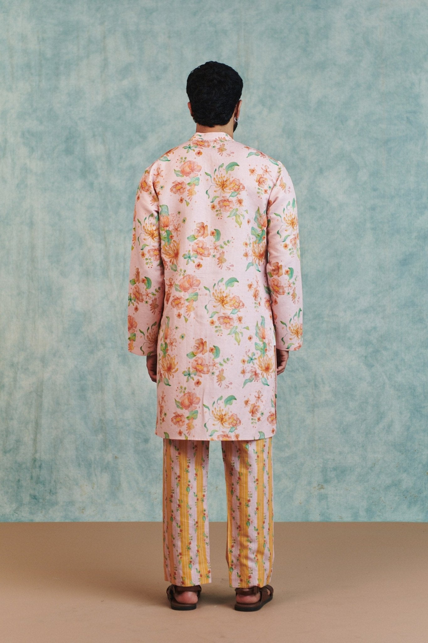 Flora Co - Linen Men's Classic Kurta Set - CiceroniKurta SetSaphed