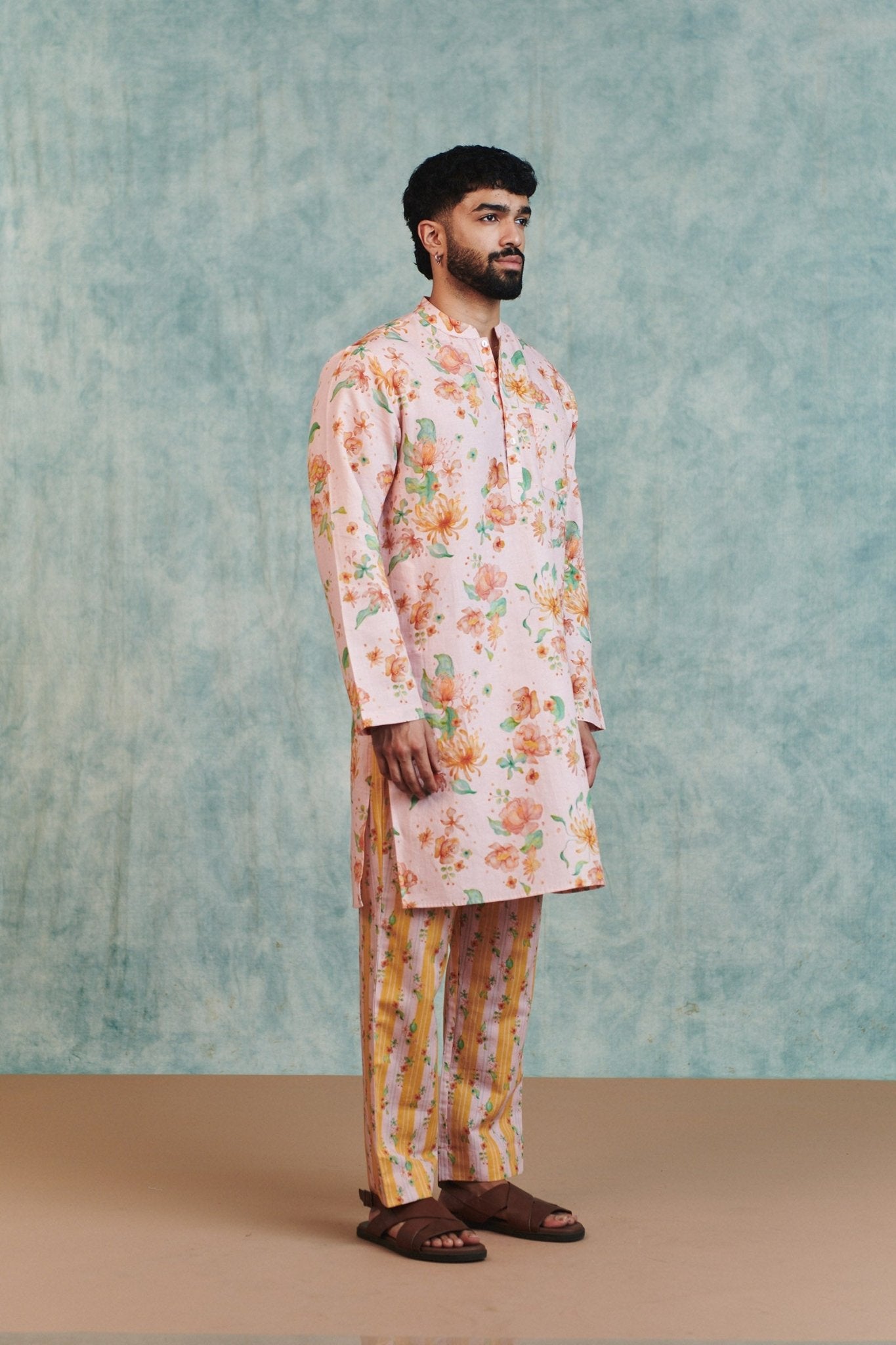 Flora Co - Linen Men's Classic Kurta - CiceroniKurtaSaphed