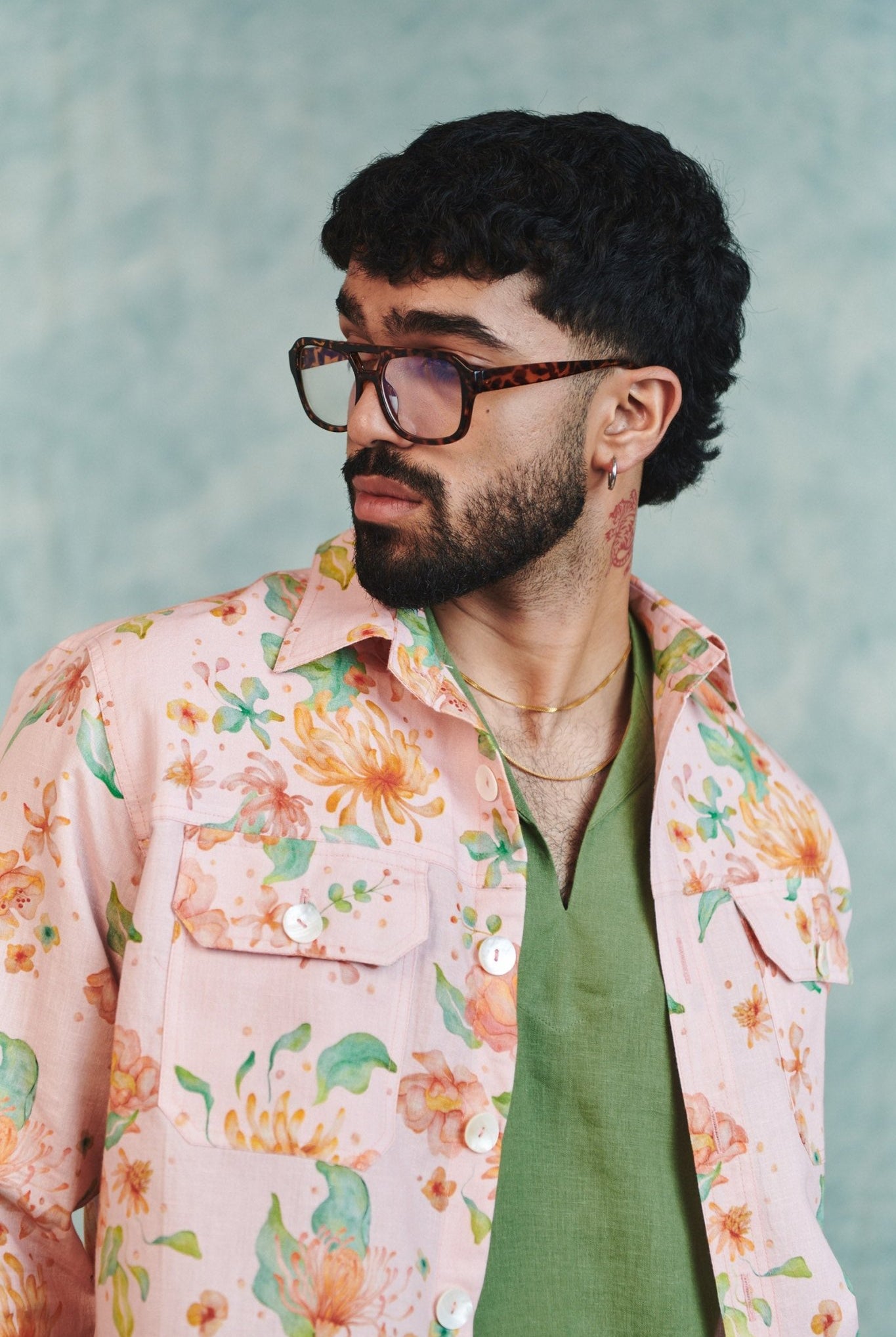 Flora Co - Linen Men's Trucker Jacket - CiceroniJacketsSaphed