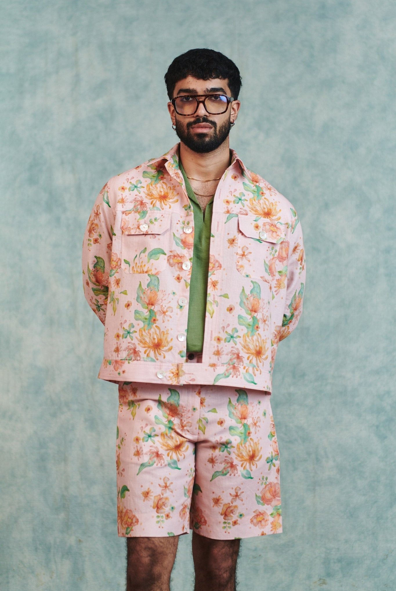 Flora Co - Linen Men's Trucker Jacket - CiceroniJacketsSaphed