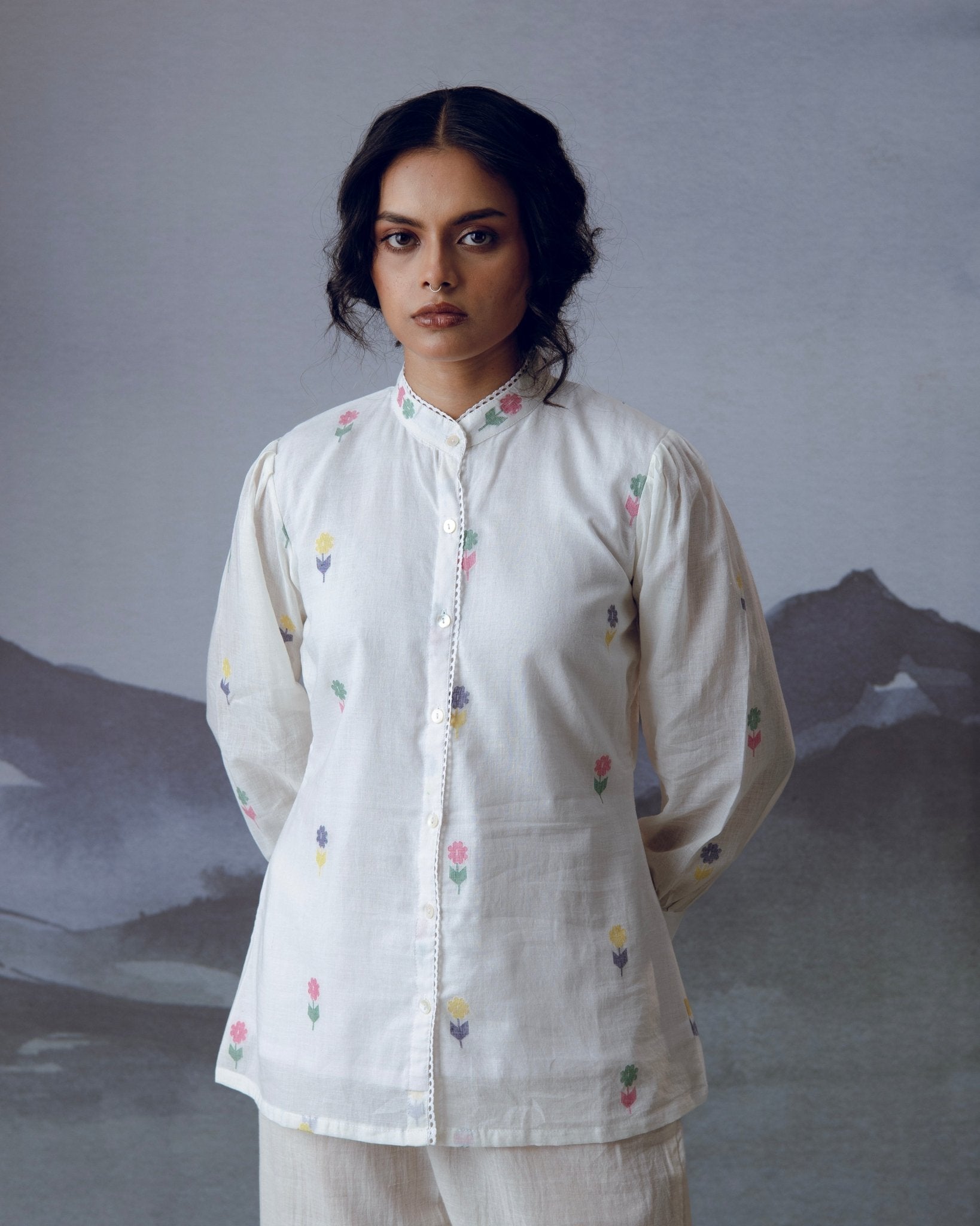 Flora Shirt - White - CiceroniWomen ShirtsGulmohar Calcutta