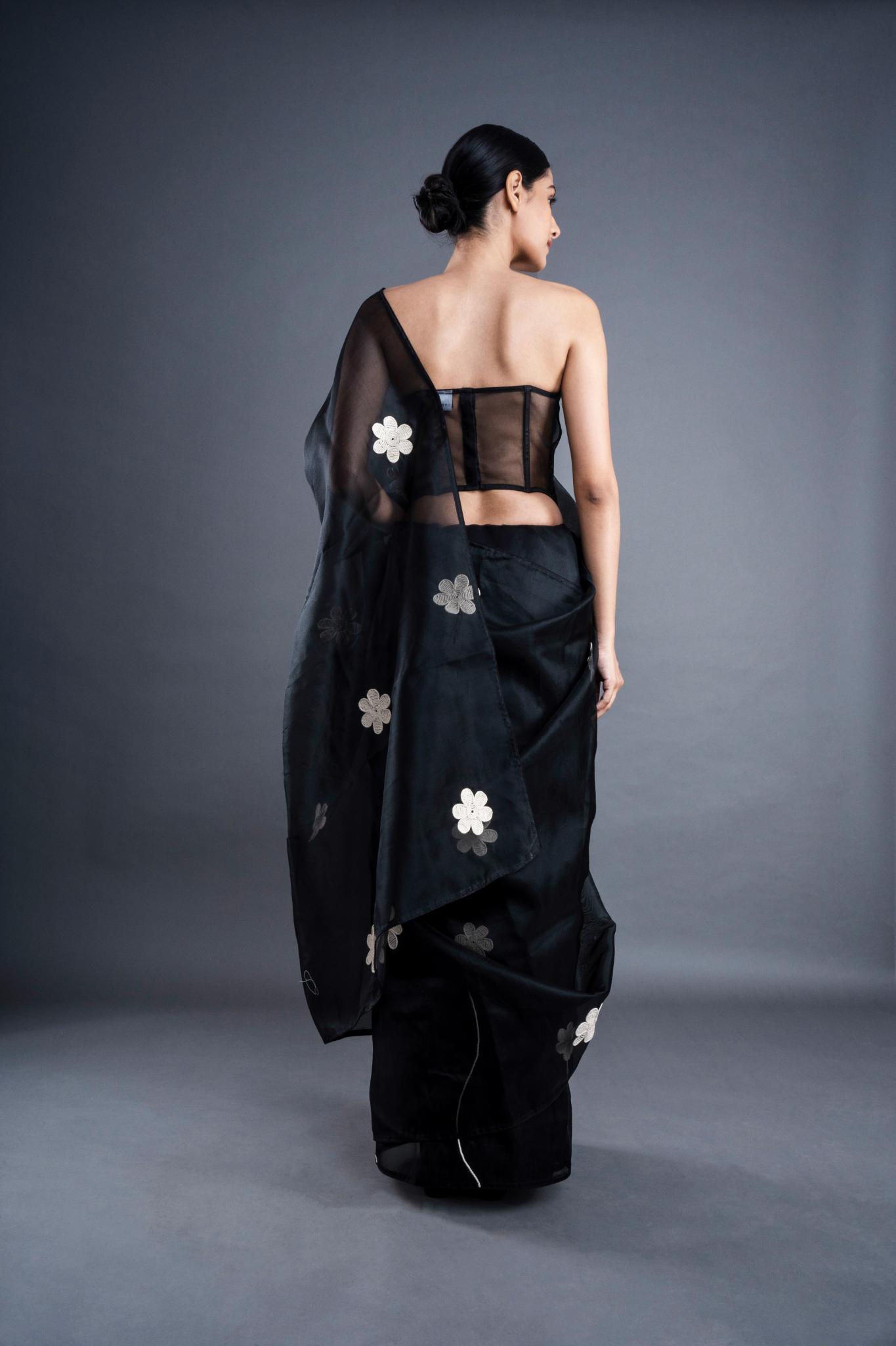 Floral Embroidered Saree - CiceroniSareeATBW