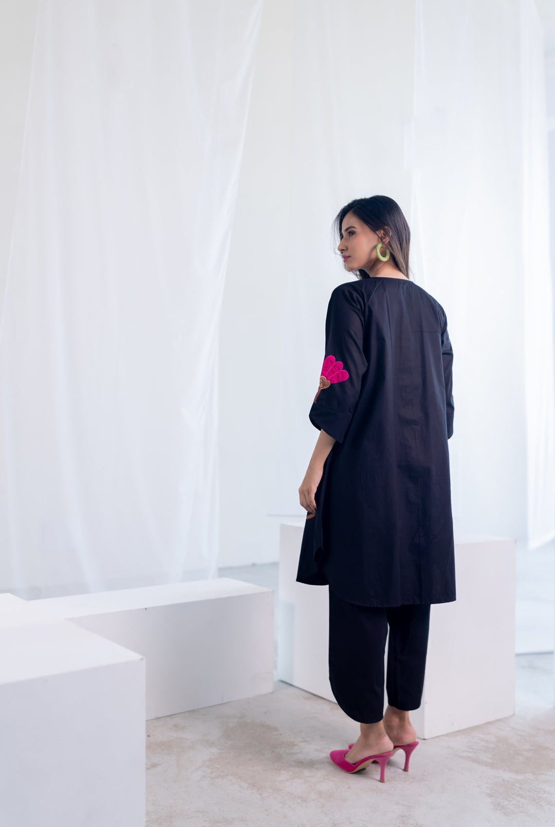 Flowers on Embers Applique Tunic Set - CiceroniKurta, Everyday WearSilai Studio