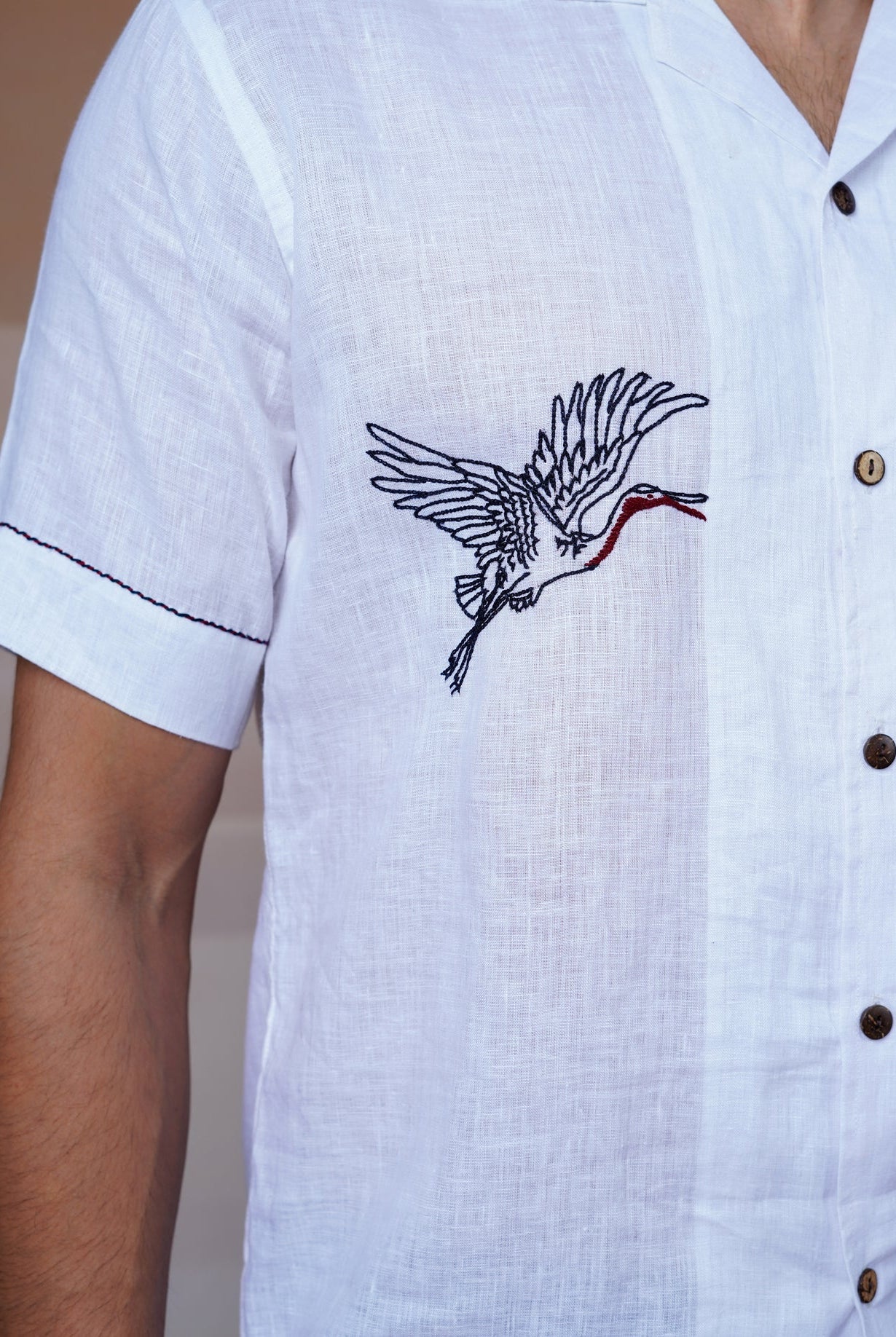 Flying Wings - Hand Embroidered Unisex Linen Shirt - CiceroniShirtsCultura Studio