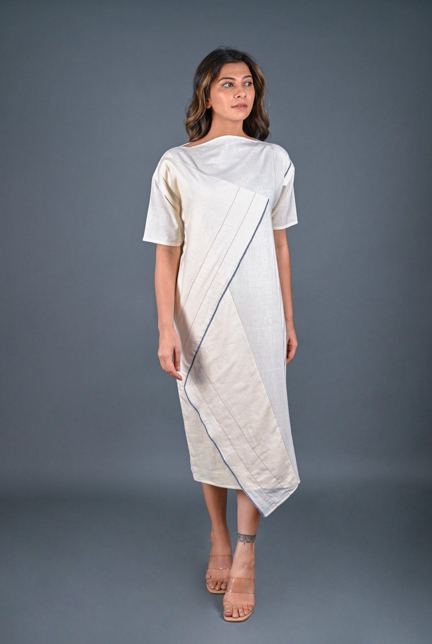 Folded Dress Diagonal Detail - Zero Waste - CiceroniDressesRang by Rajvi