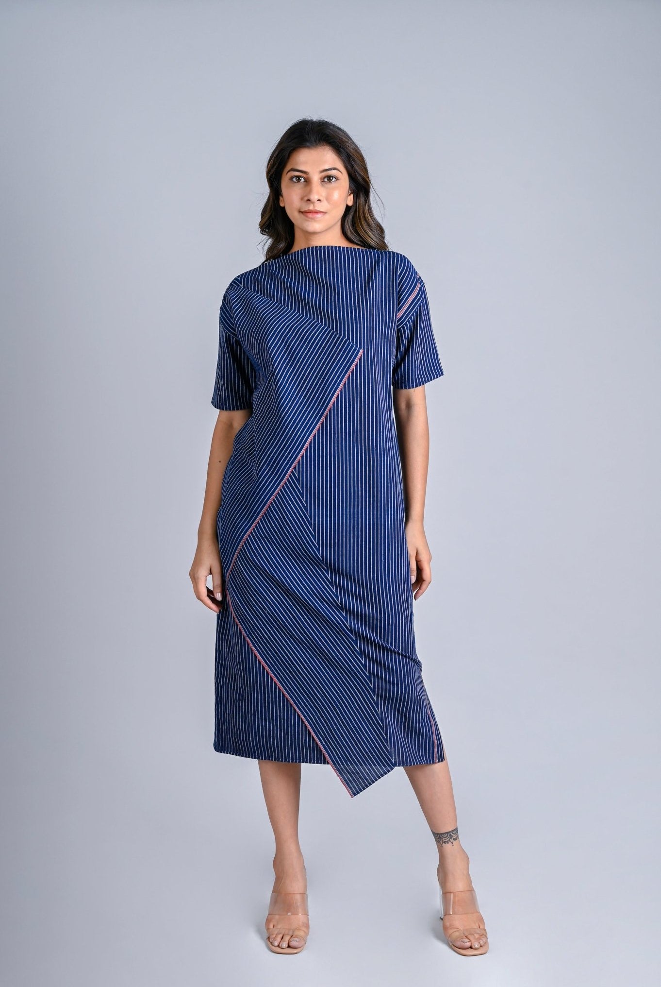 Folded Dress Diagonal Detail - Zero Waste - CiceroniDressesRang by Rajvi
