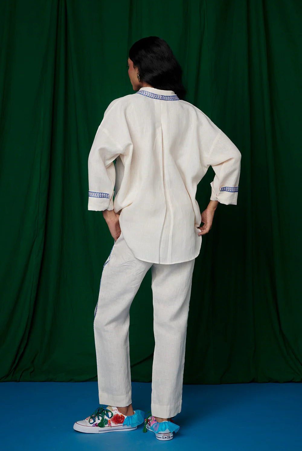 Foliage Linen Oversized Flared Shirt Set - CiceroniCo - ord SetSaphed