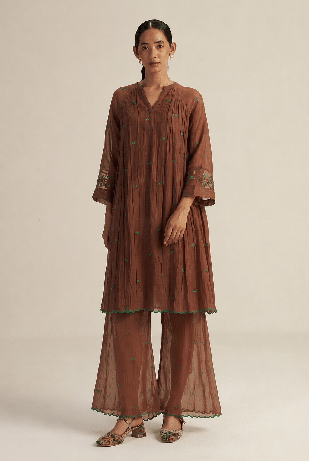 Folio Set - Brown - CiceroniKurta Set, Festive WearGaach