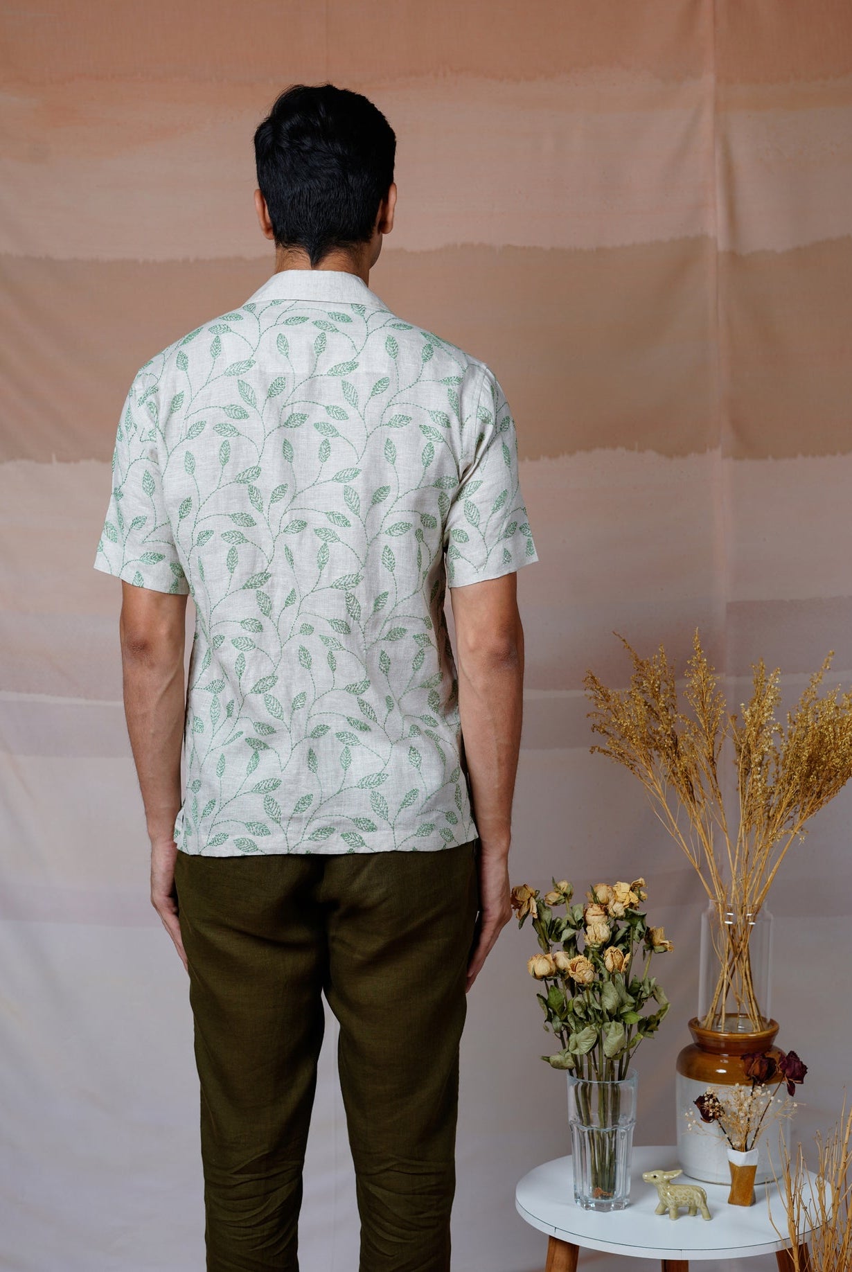 Forest Fern - Hand Embroidered Unisex Linen Shirt - CiceroniShirtsCultura Studio