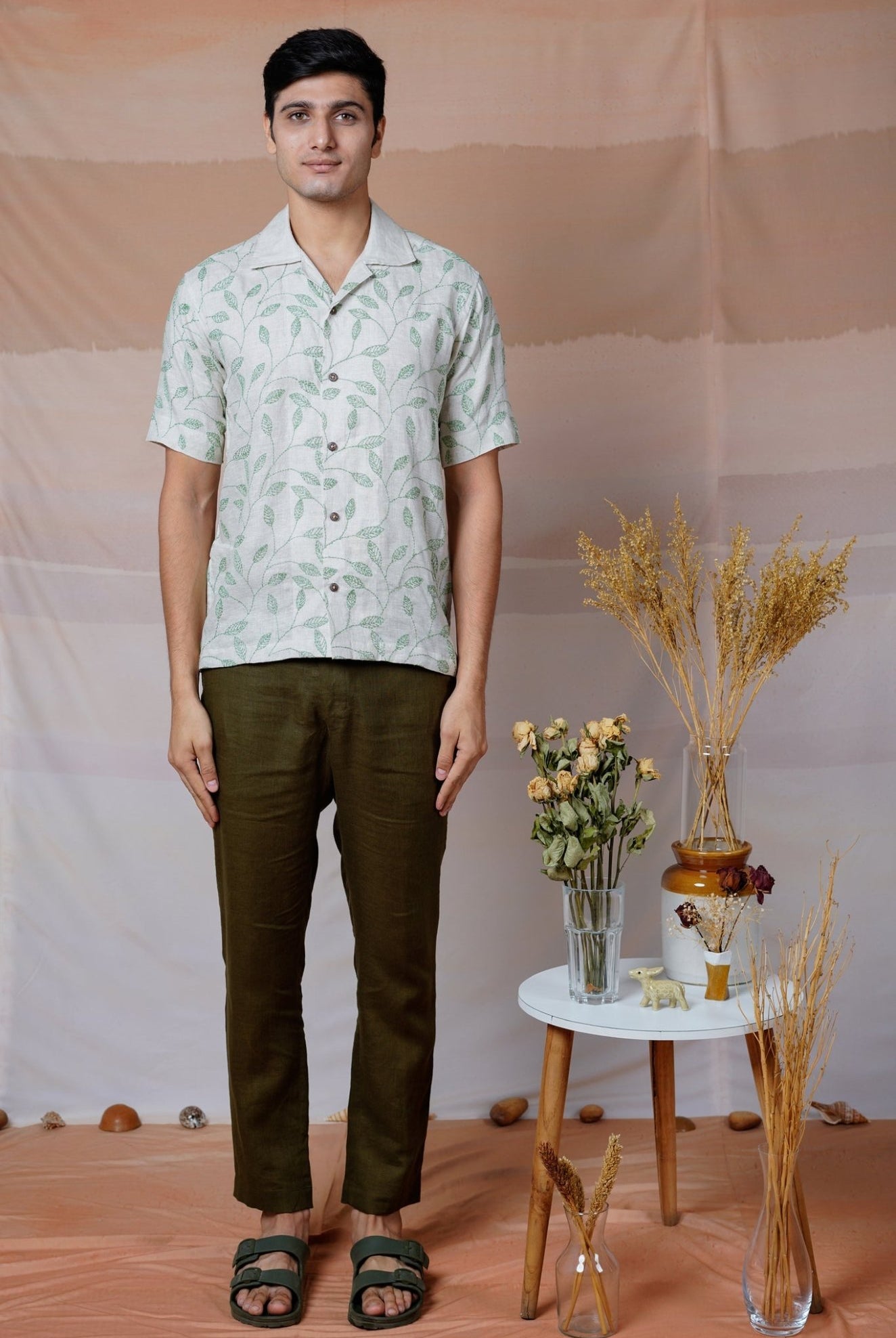 Forest Fern - Hand Embroidered Unisex Linen Shirt - CiceroniShirtsCultura Studio