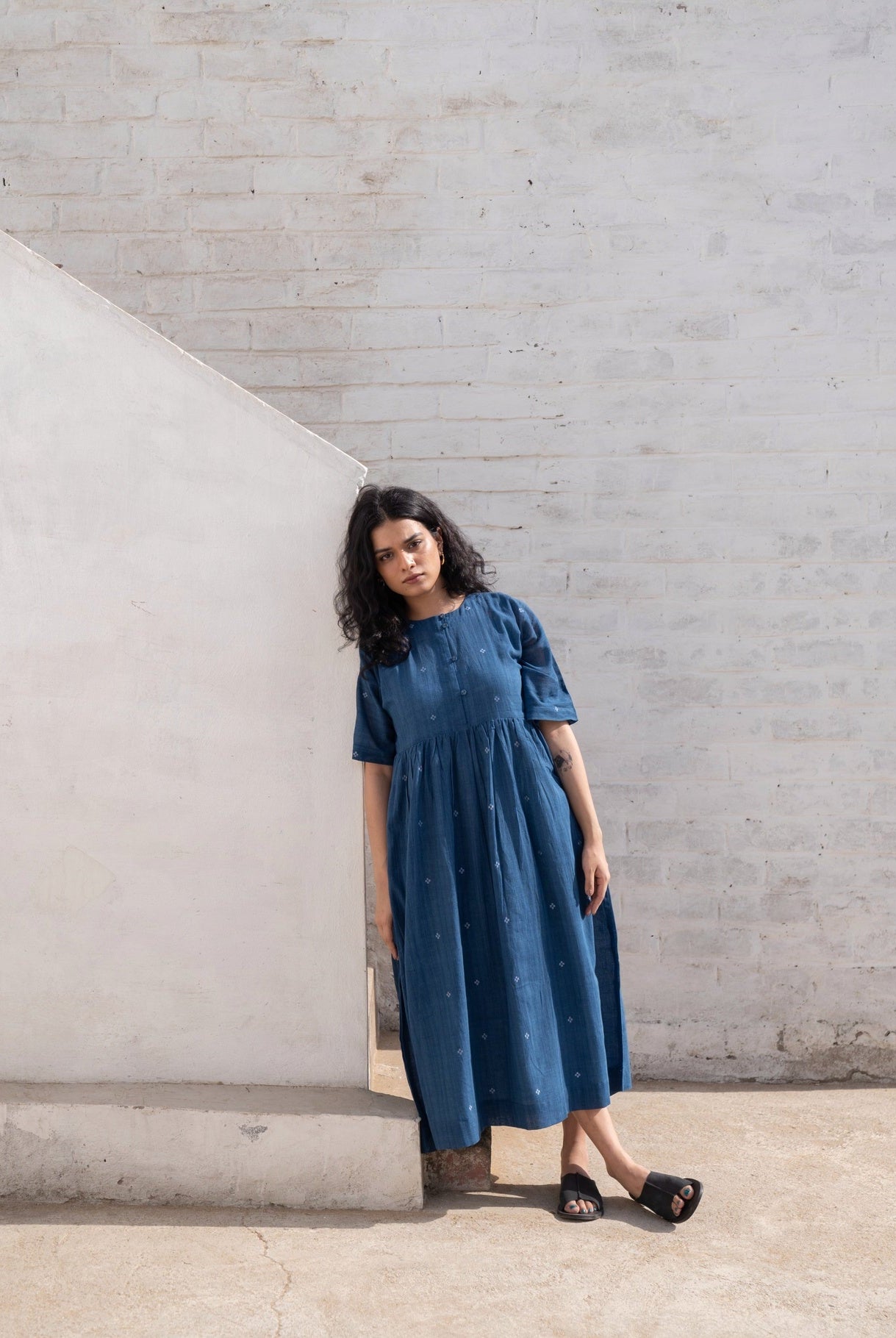 Fragments Jamdani Drop - shoulder Dress - CiceroniDresseswith N.
