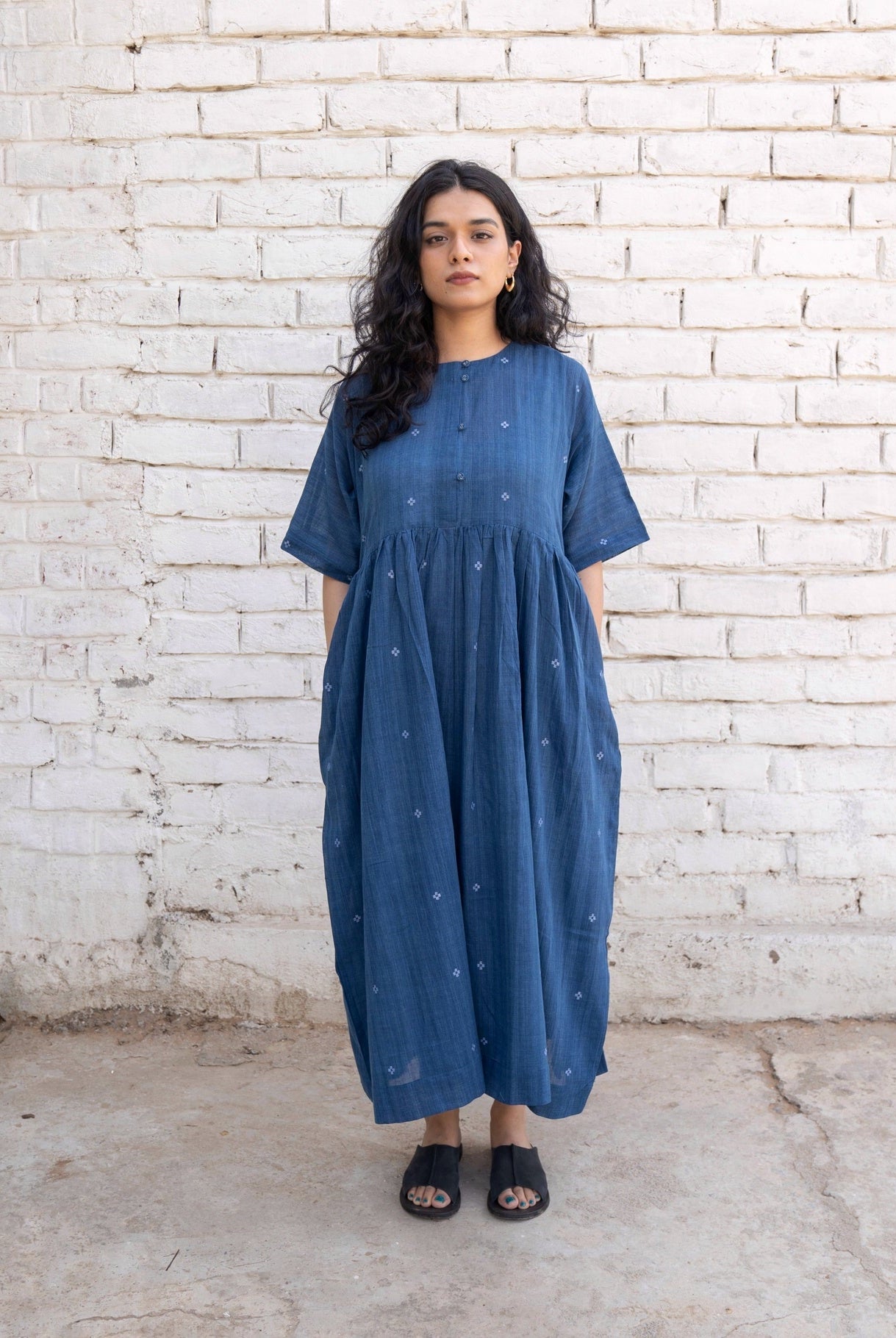 Fragments Jamdani Drop - shoulder Dress - CiceroniDresseswith N.