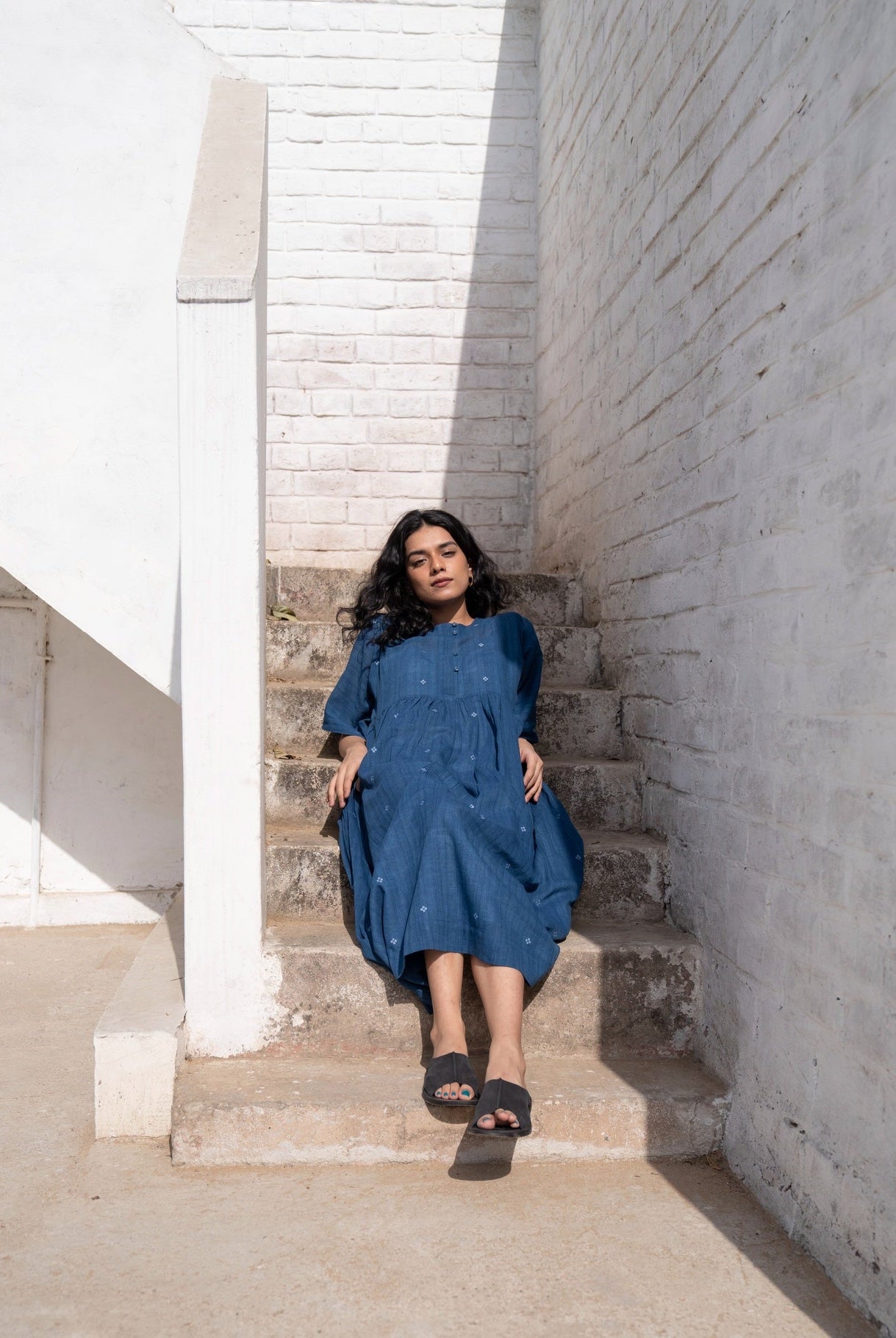 Fragments Jamdani Drop - shoulder Dress - CiceroniDresseswith N.