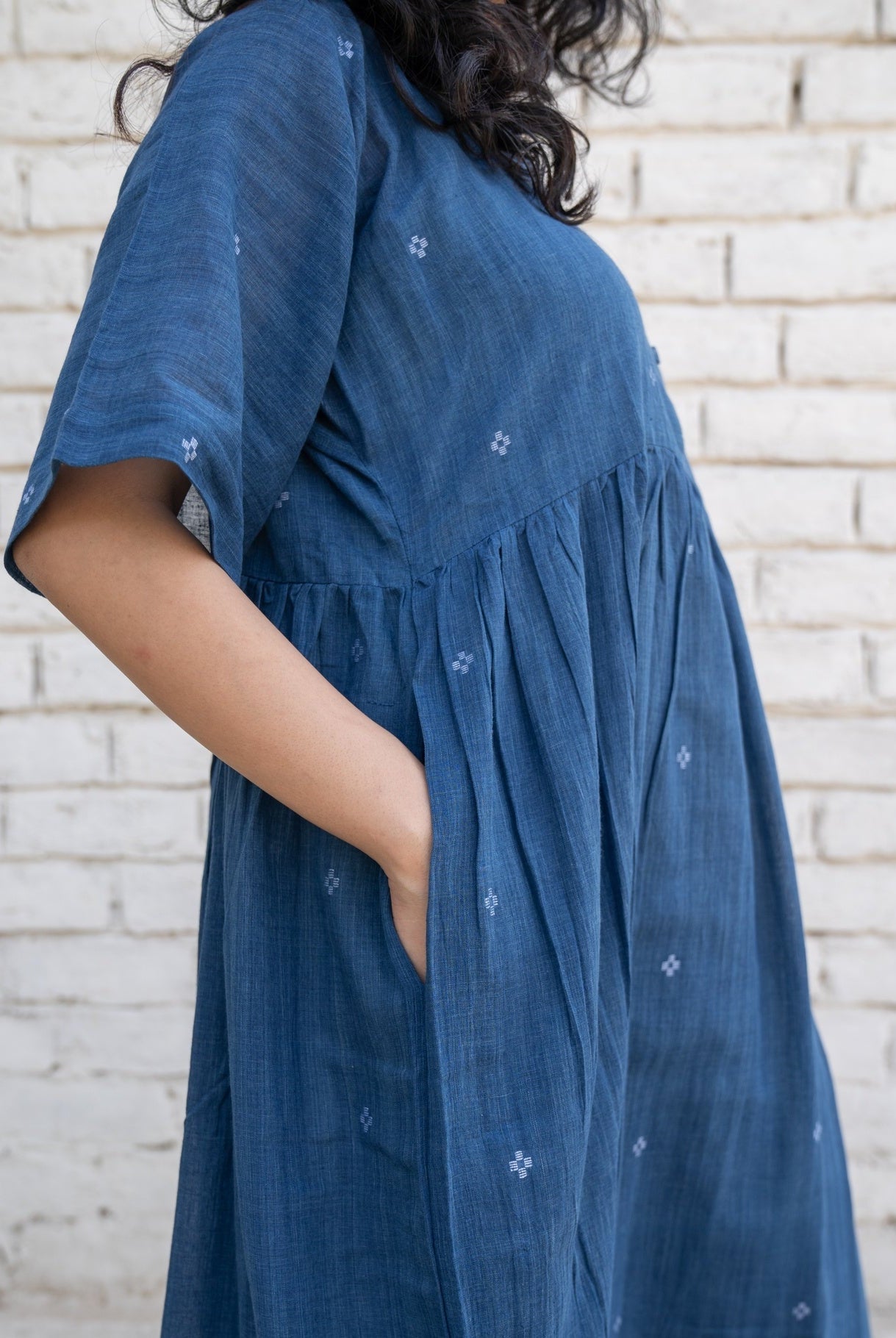 Fragments Jamdani Drop - shoulder Dress - CiceroniDresseswith N.