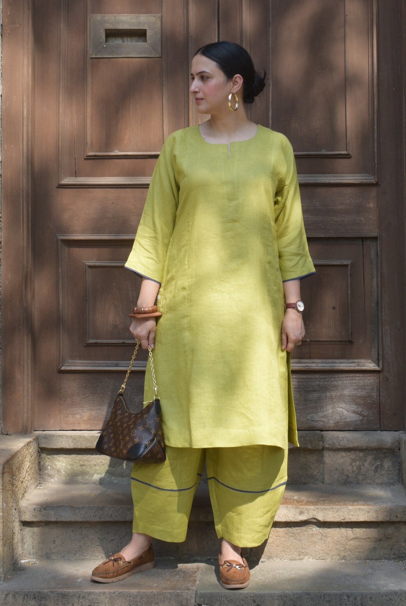 Fresh Lime Linen Co Ord Set - CiceroniKurta Set, Everyday WearHouse of Moxa