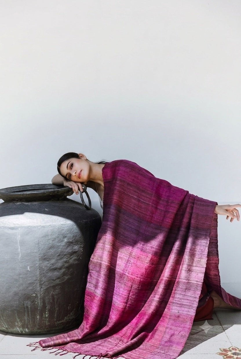 Fuchsia Checks Peace Silk Scarf for Women - CiceroniScarfAeshaane