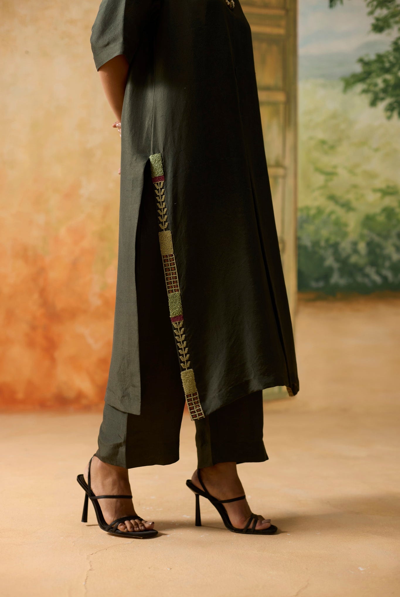 Fulard Kurta Set - Charcoal Grey - CiceroniKurta Set, Festive WearKhyati Rughani