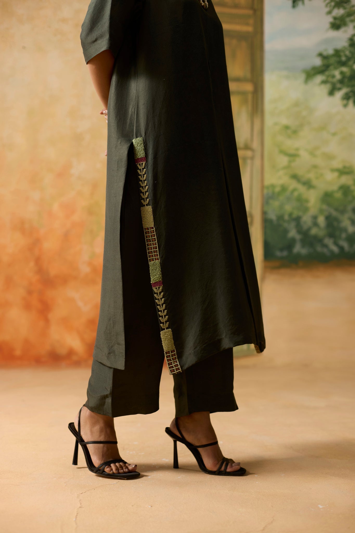 Fulard Kurta Set - Charcoal Grey - CiceroniKurta Set, Festive WearKhyati Rughani