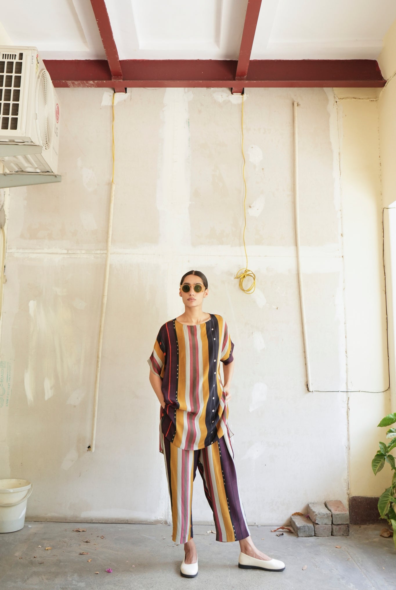 Garden Co - ord Set In Nadu Stripes Print - CiceroniCo - ord SetNIKYTA