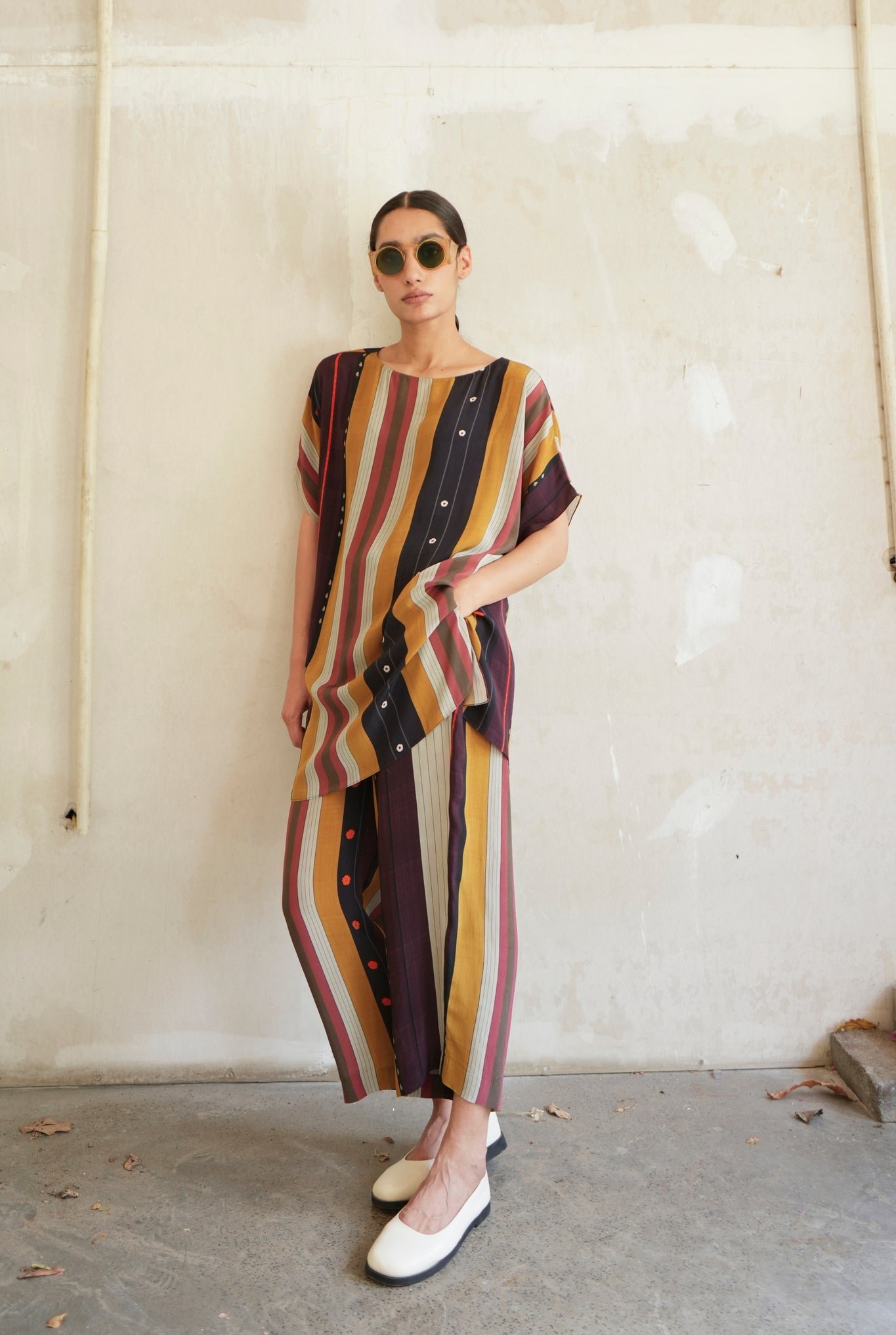 Garden Co - ord Set In Nadu Stripes Print - CiceroniCo - ord SetNIKYTA