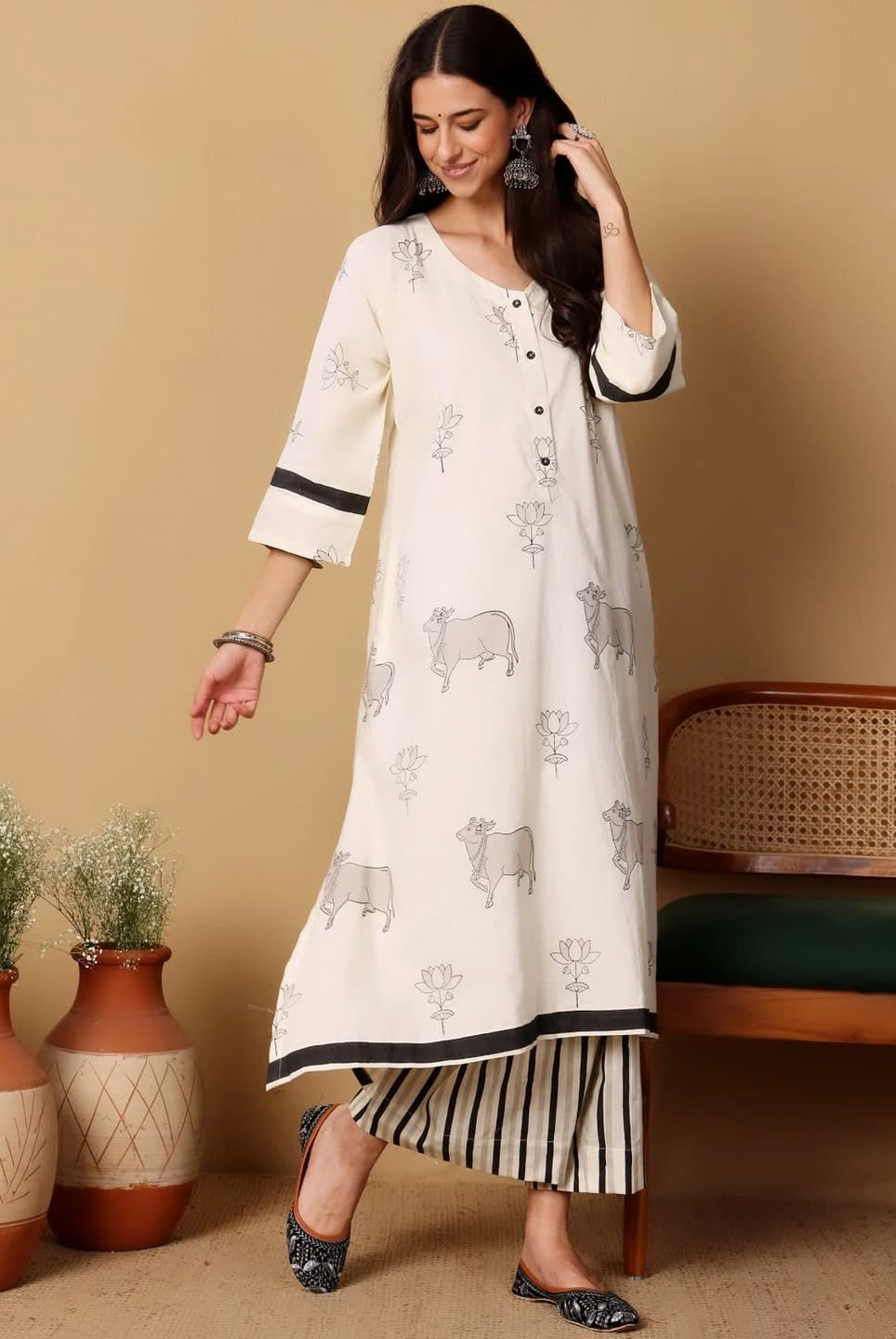 Gauri Set - Grey and White - CiceroniKurta Set, Everyday WearSheetal Joshi Verma