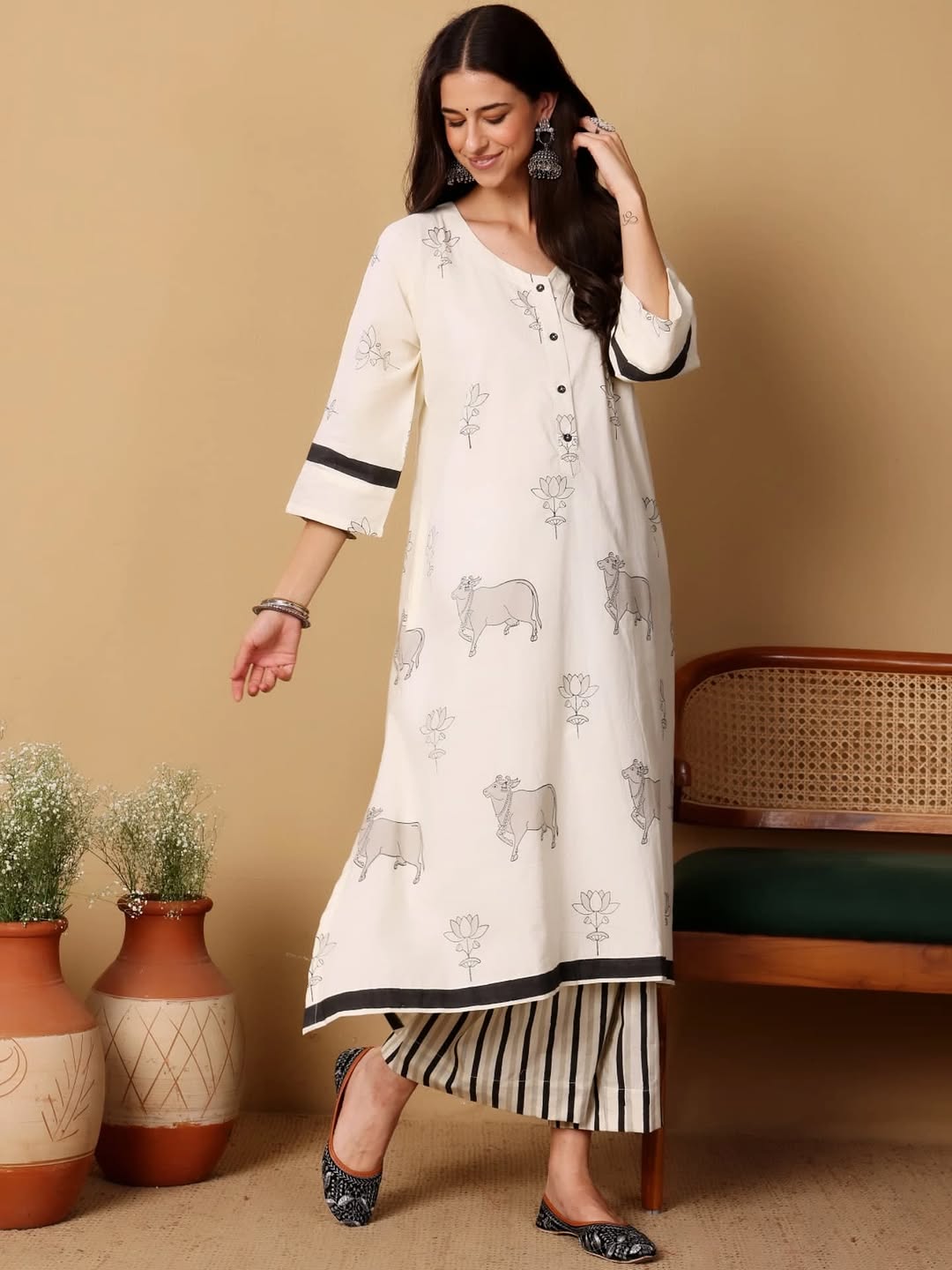 Gauri Set - Grey and White - CiceroniKurta Set, Everyday WearSheetal Joshi Verma