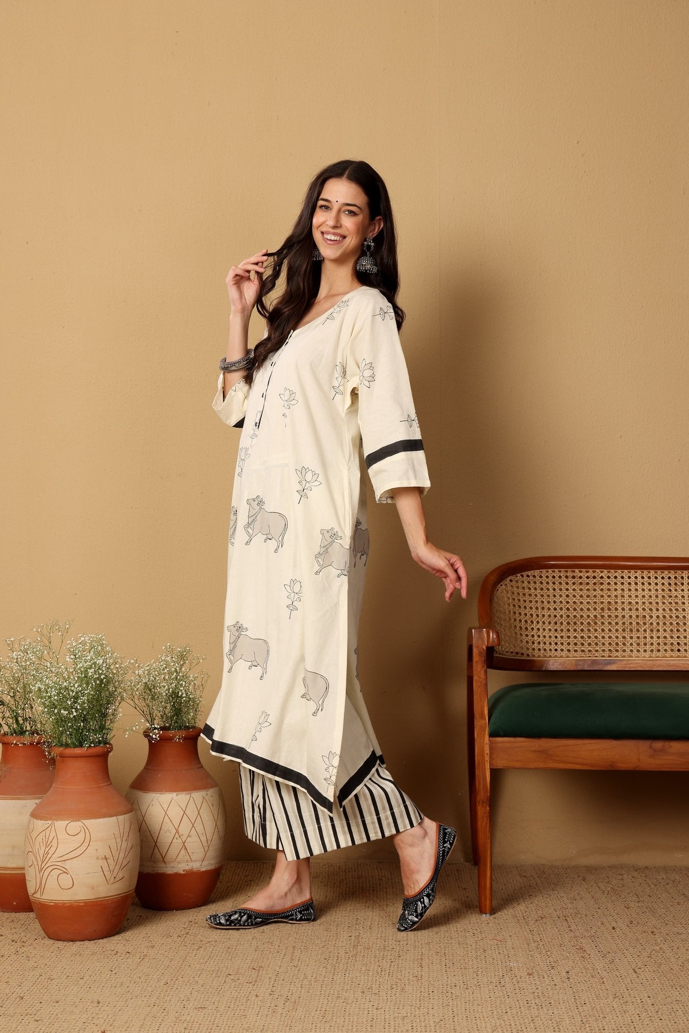 Gauri Set - Grey and White - CiceroniKurta Set, Everyday WearSheetal Joshi Verma