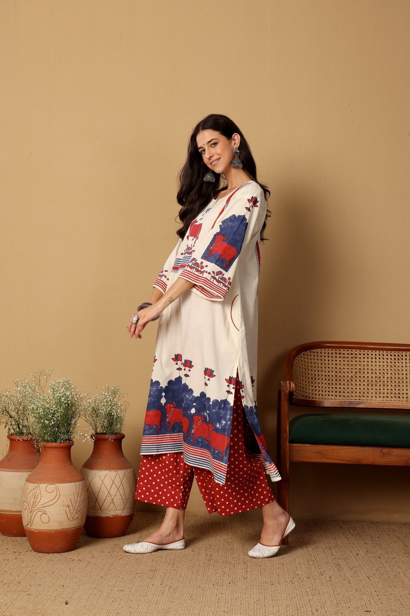 Gauri Set - Red and White - CiceroniKurta Set, Everyday WearSheetal Joshi Verma