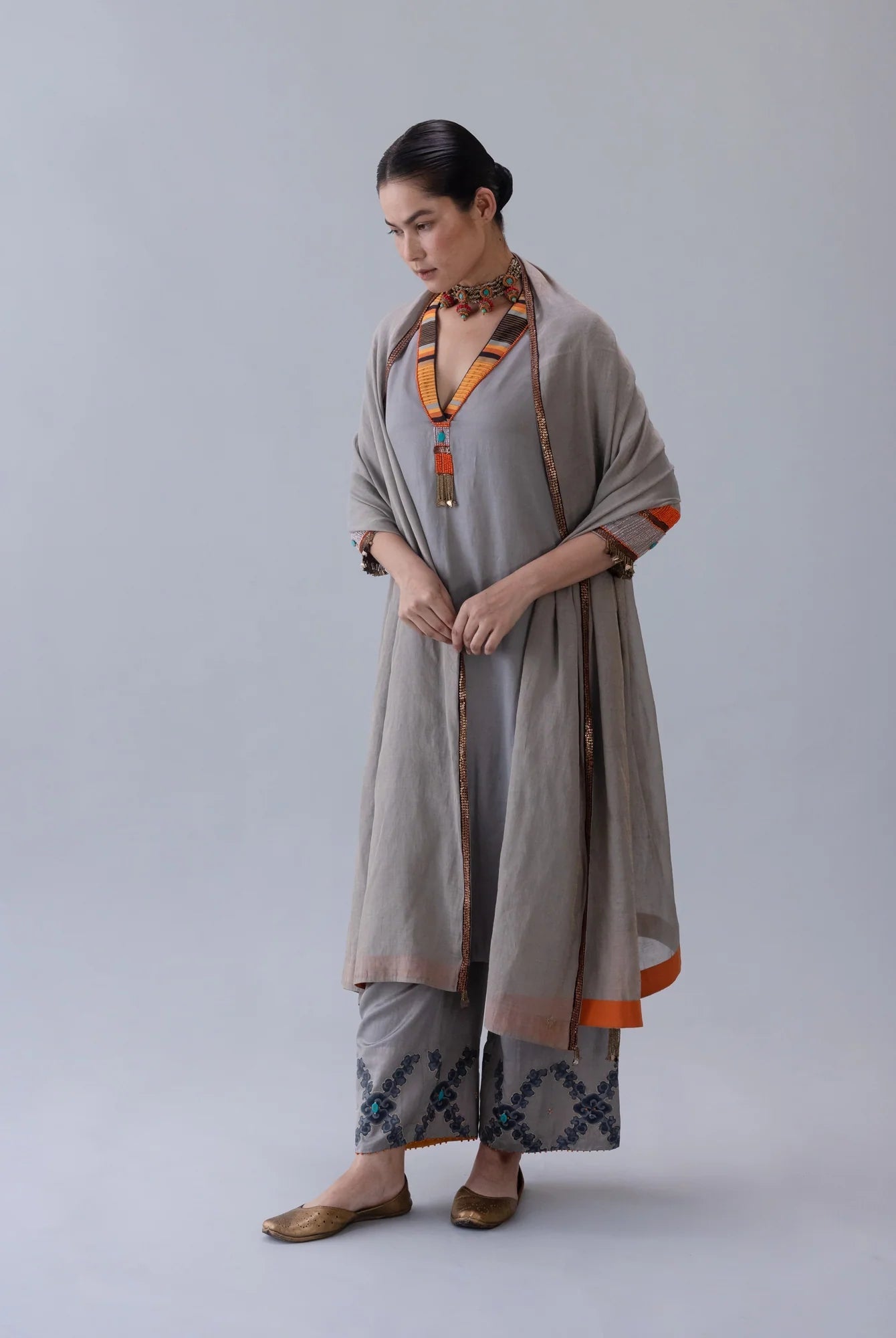 Gawa Grey Dupatta - CiceroniDupattaShades of India