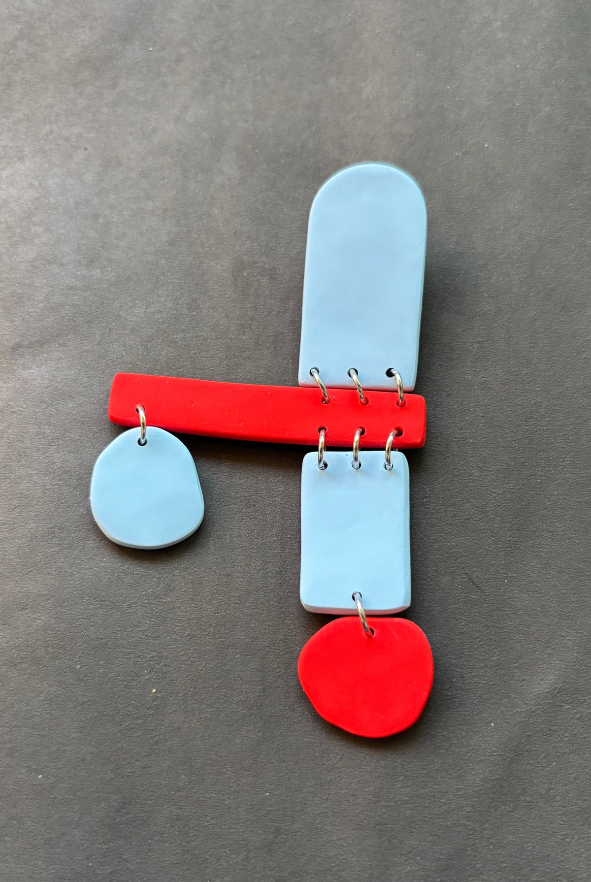 Geomet - Red and Pale Blue - CiceroniEarringsColoured Ears