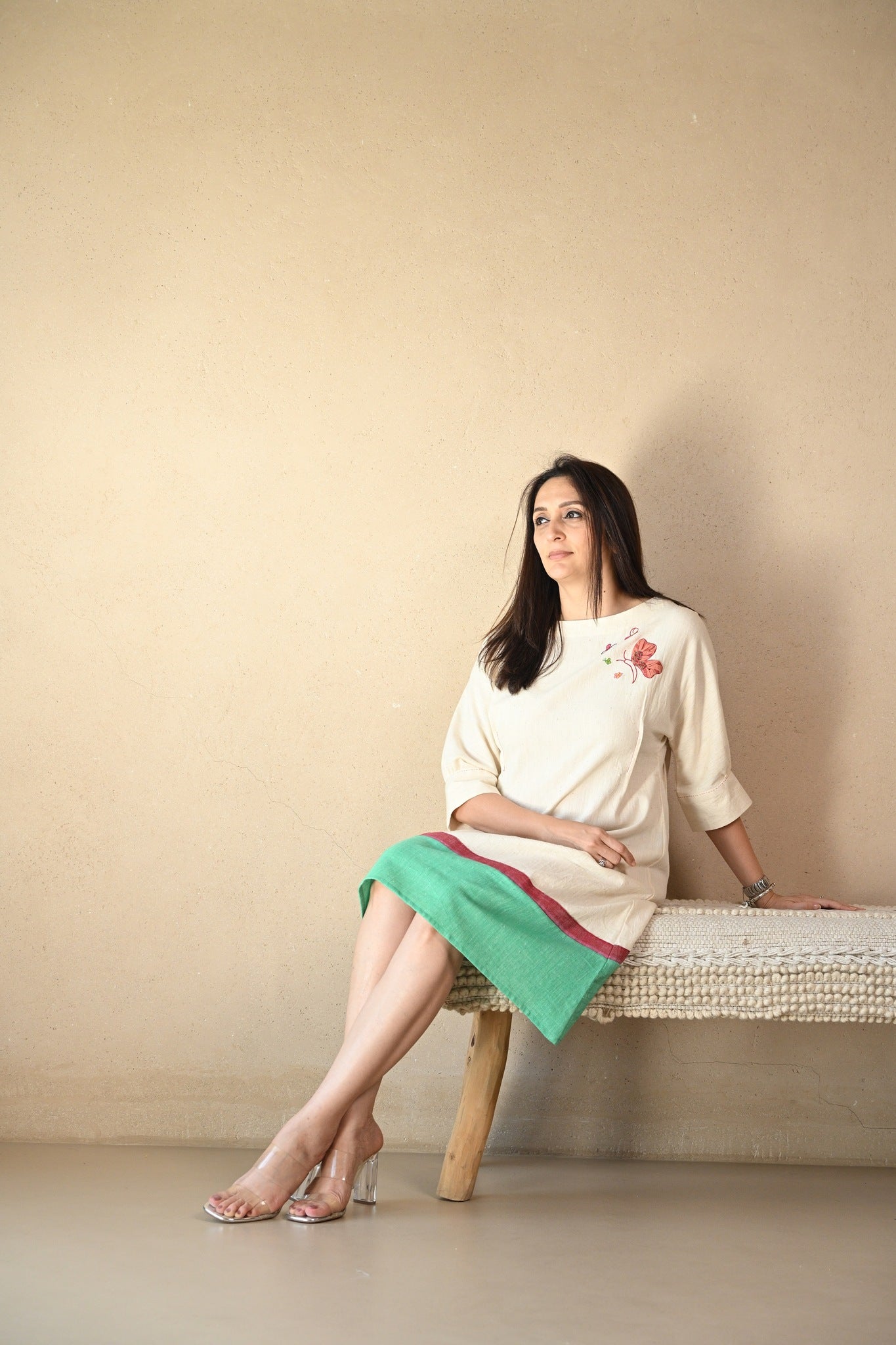 Gigi Dress - White & Green - CiceroniDressesRang by Rajvi