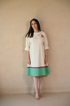 Gigi Dress - White & Green - CiceroniDressesRang by Rajvi