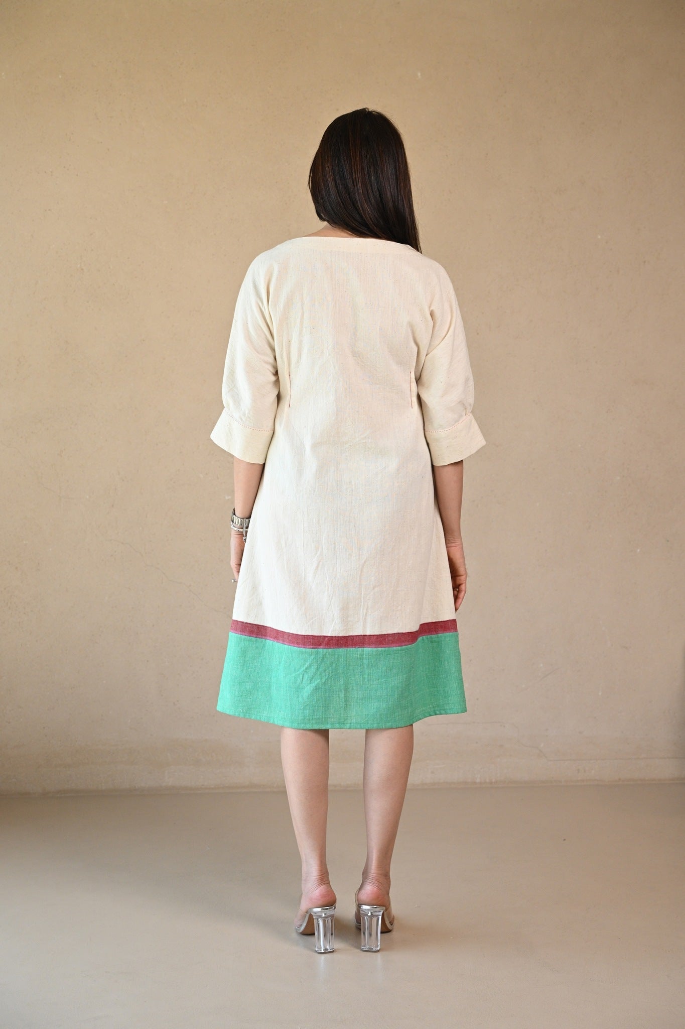 Gigi Dress - White & Green - CiceroniDressesRang by Rajvi