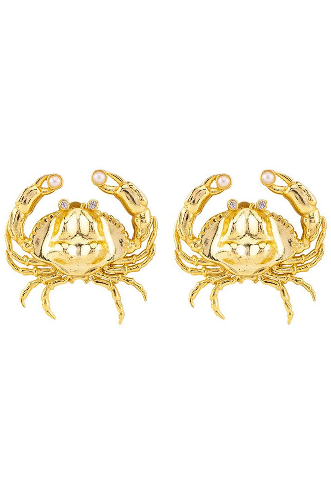 Gold Crab Studs - CiceroniEarringUnbent