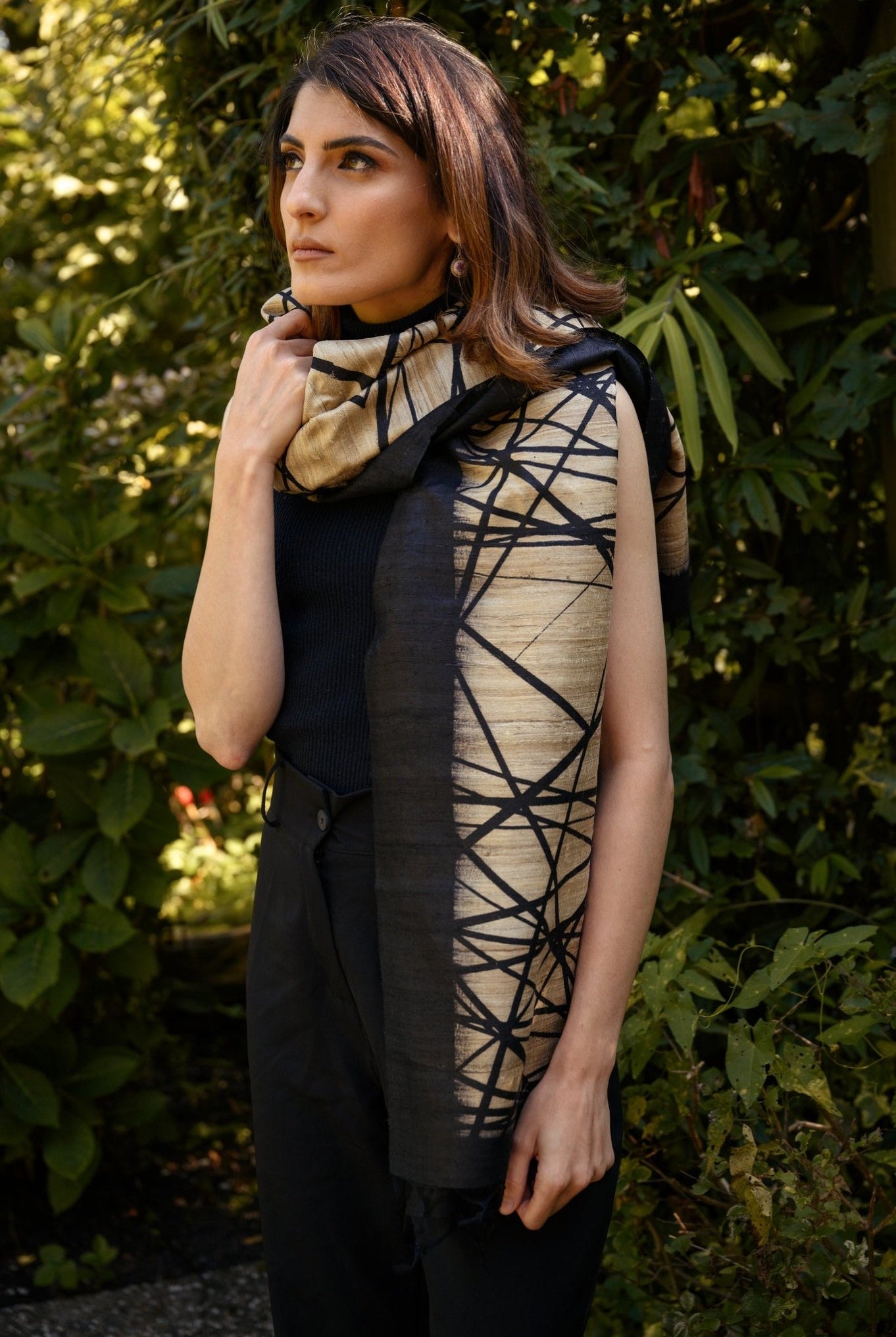 Gold Lattice Peace Silk Scarf - CiceroniScarfAeshaane