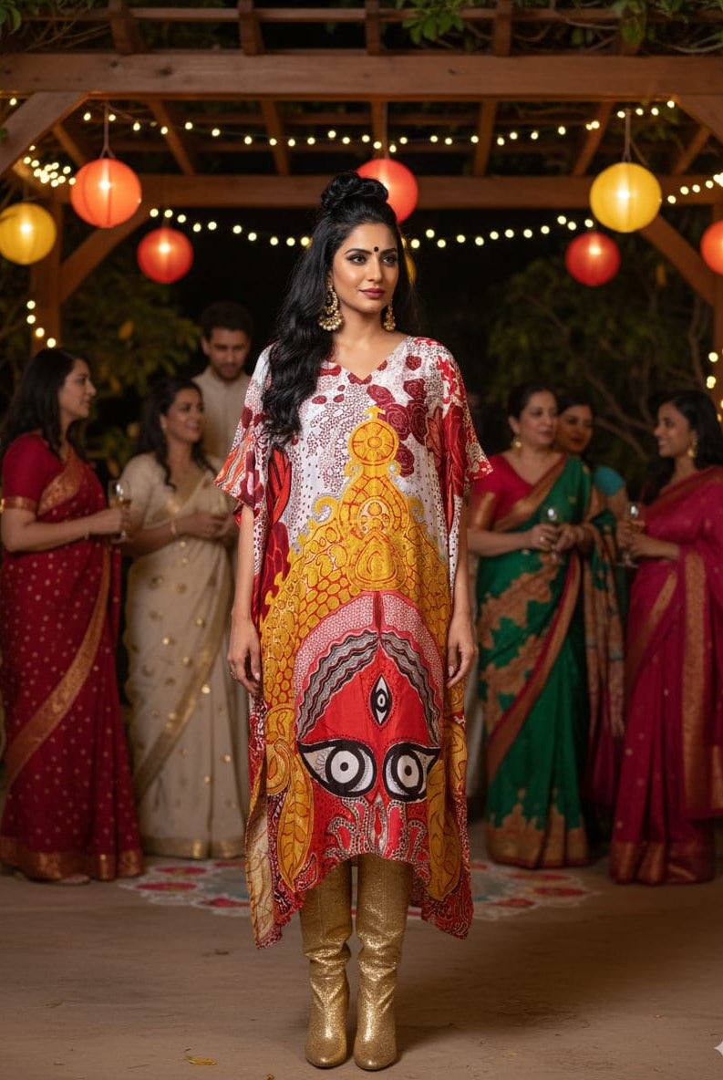 Golden Goddess Durga Kaftan - CiceroniKaftanRed Lotus Stories