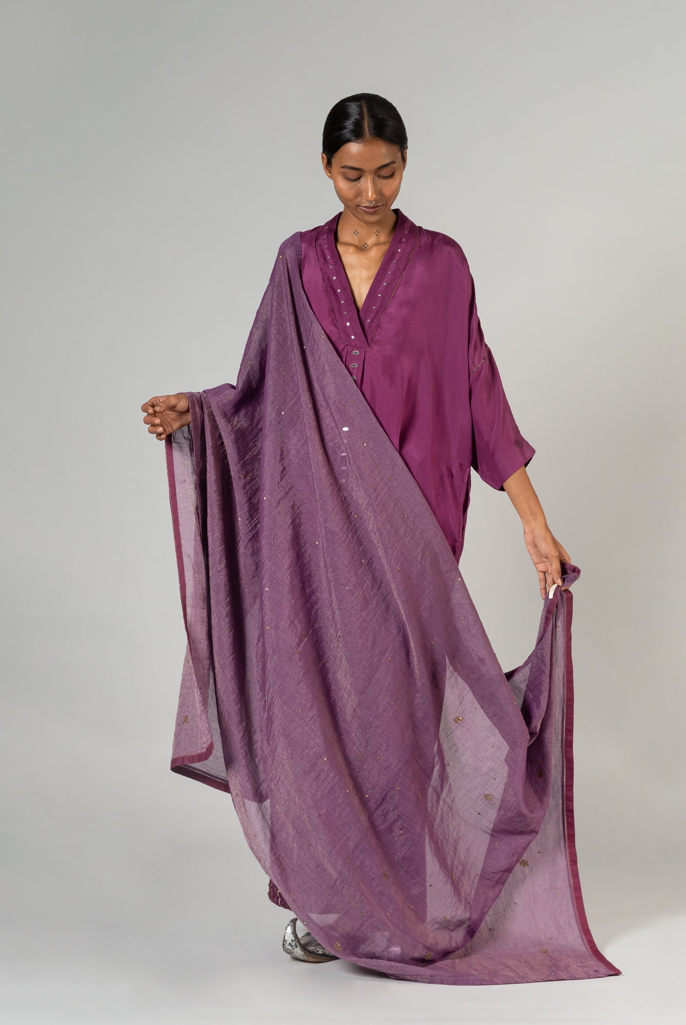 Gond Purple Dupatta - CiceroniDupattaShades of India