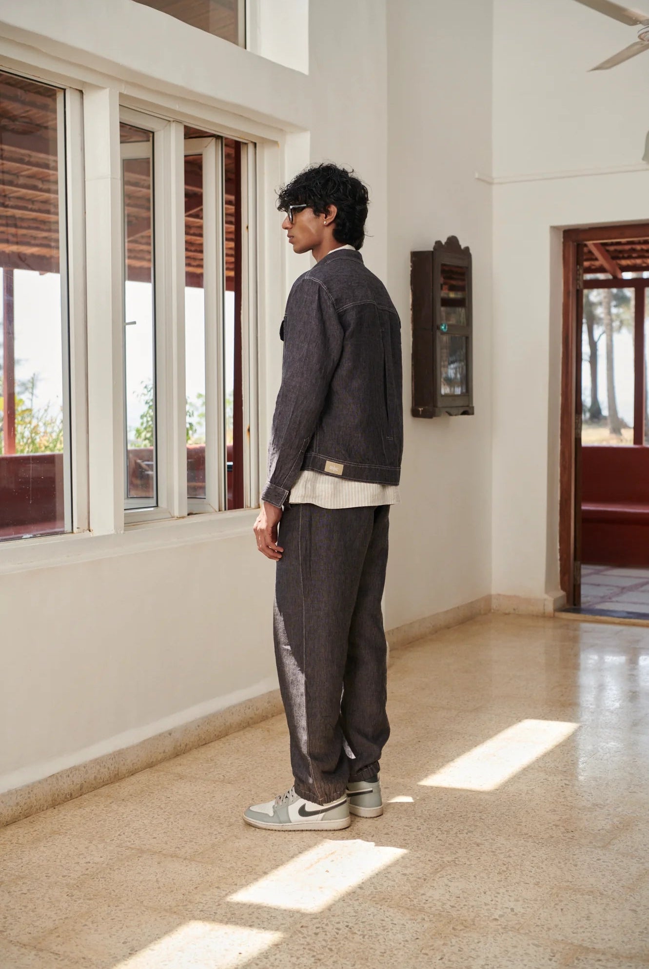 Graphite Linen Denim Jacket - CiceroniJacketsSaphed