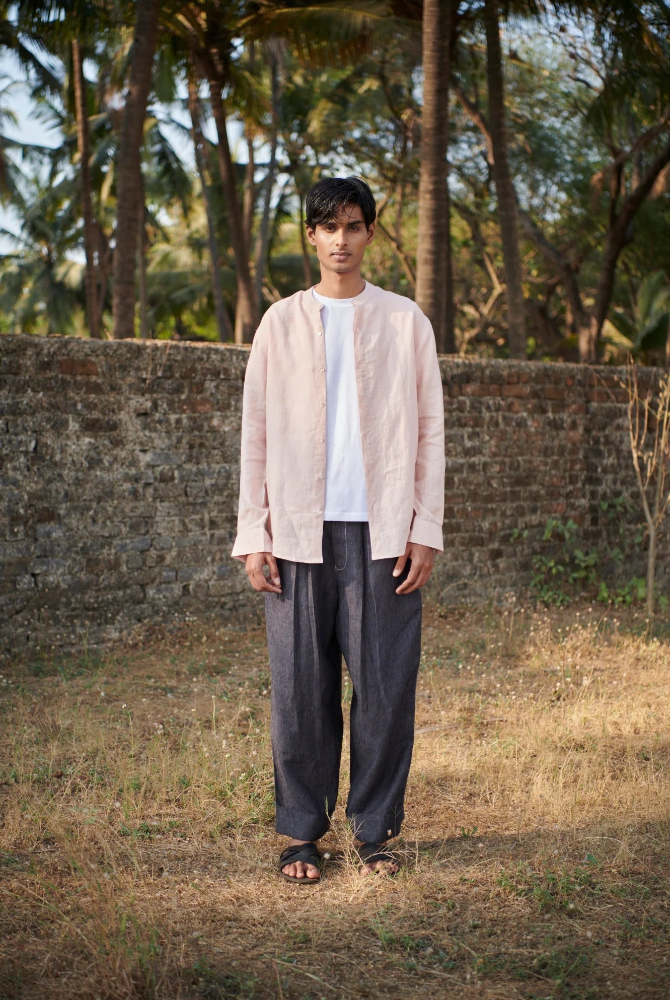 Graphite Linen Denim Men's Baggy Pants - CiceroniPantsSaphed