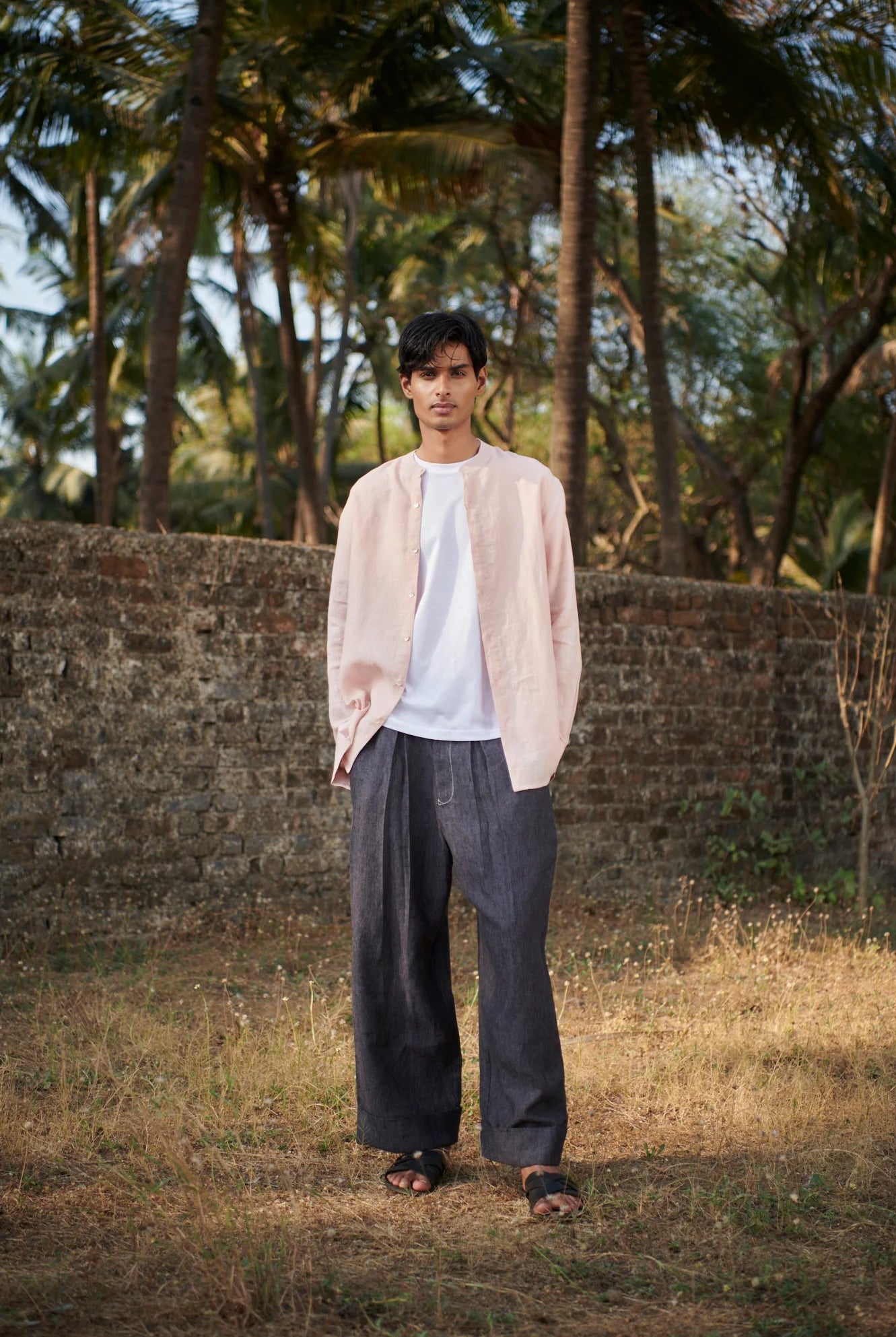 Graphite Linen Denim Men's Baggy Pants - CiceroniPantsSaphed