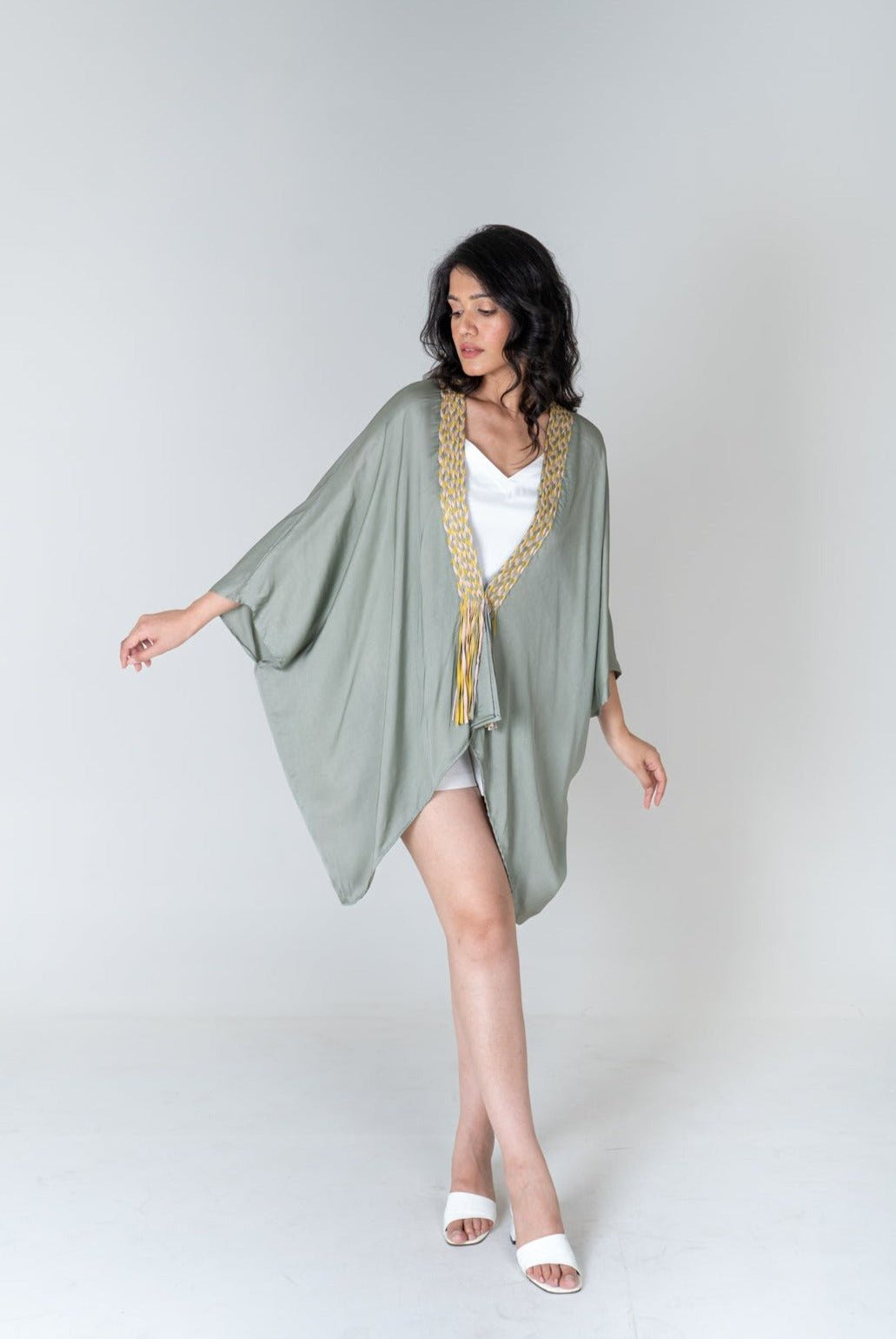 Green Braided Short Cape - CiceroniCapeNeora