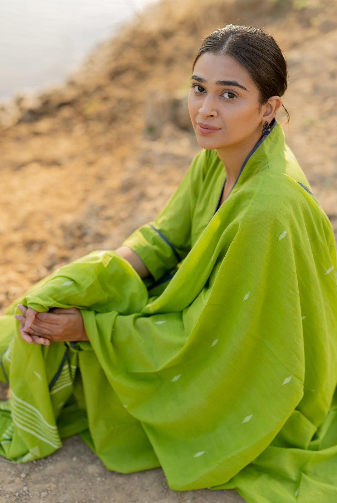Green Pear Kalidaar Set with Jaamdani Dupatta - CiceroniKurta Set, Everyday WearMaidaan