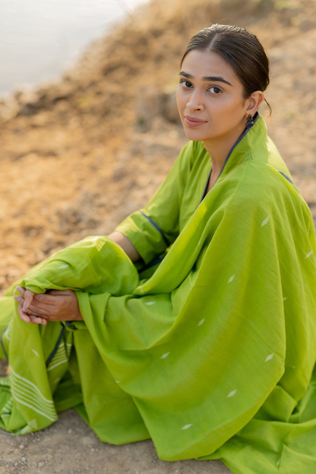 Green Pear Kalidaar Set with Jaamdani Dupatta - CiceroniKurta Set, Everyday WearMaidaan