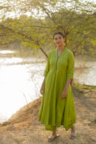 Green Pear Kalidaar Set with Jaamdani Dupatta - CiceroniKurta Set, Everyday WearMaidaan