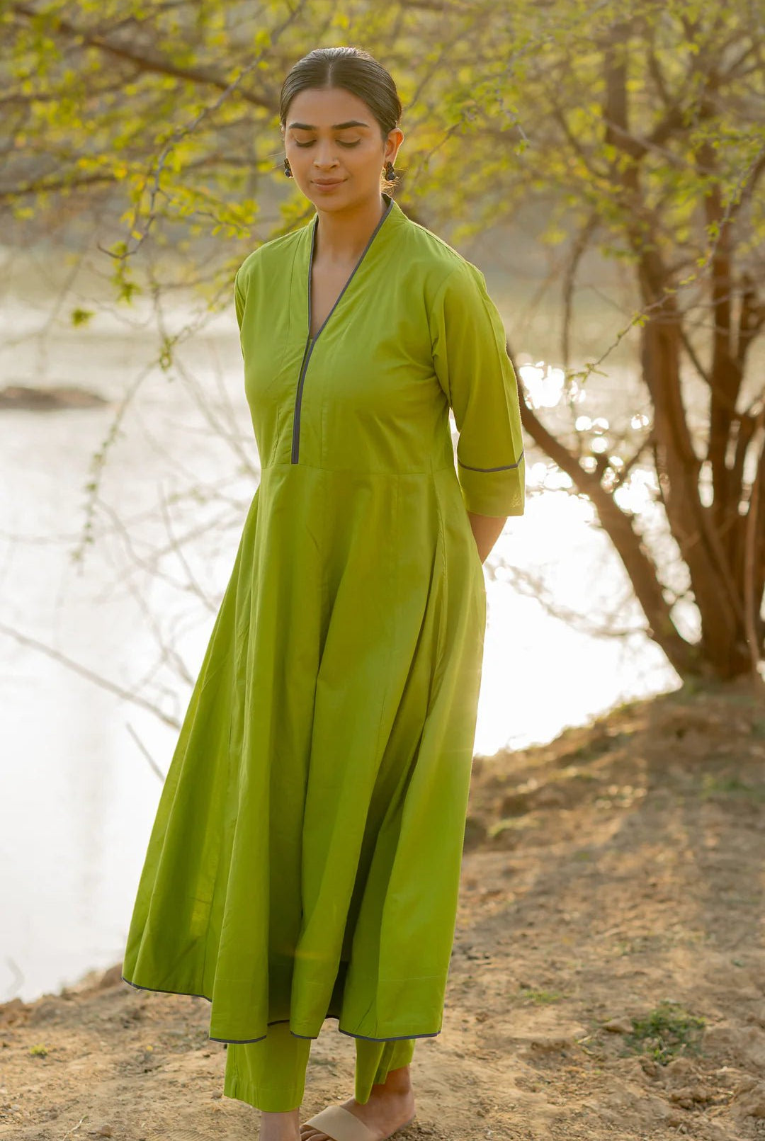 Green Pear Kalidaar Set - CiceroniKurta Set, Everyday WearMaidaan